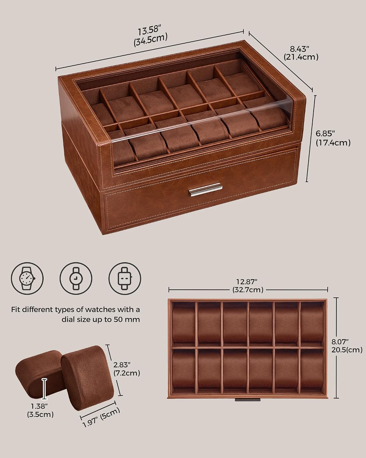 ProCase Caja de reloj para hombres, soporte de exhibición de reloj...