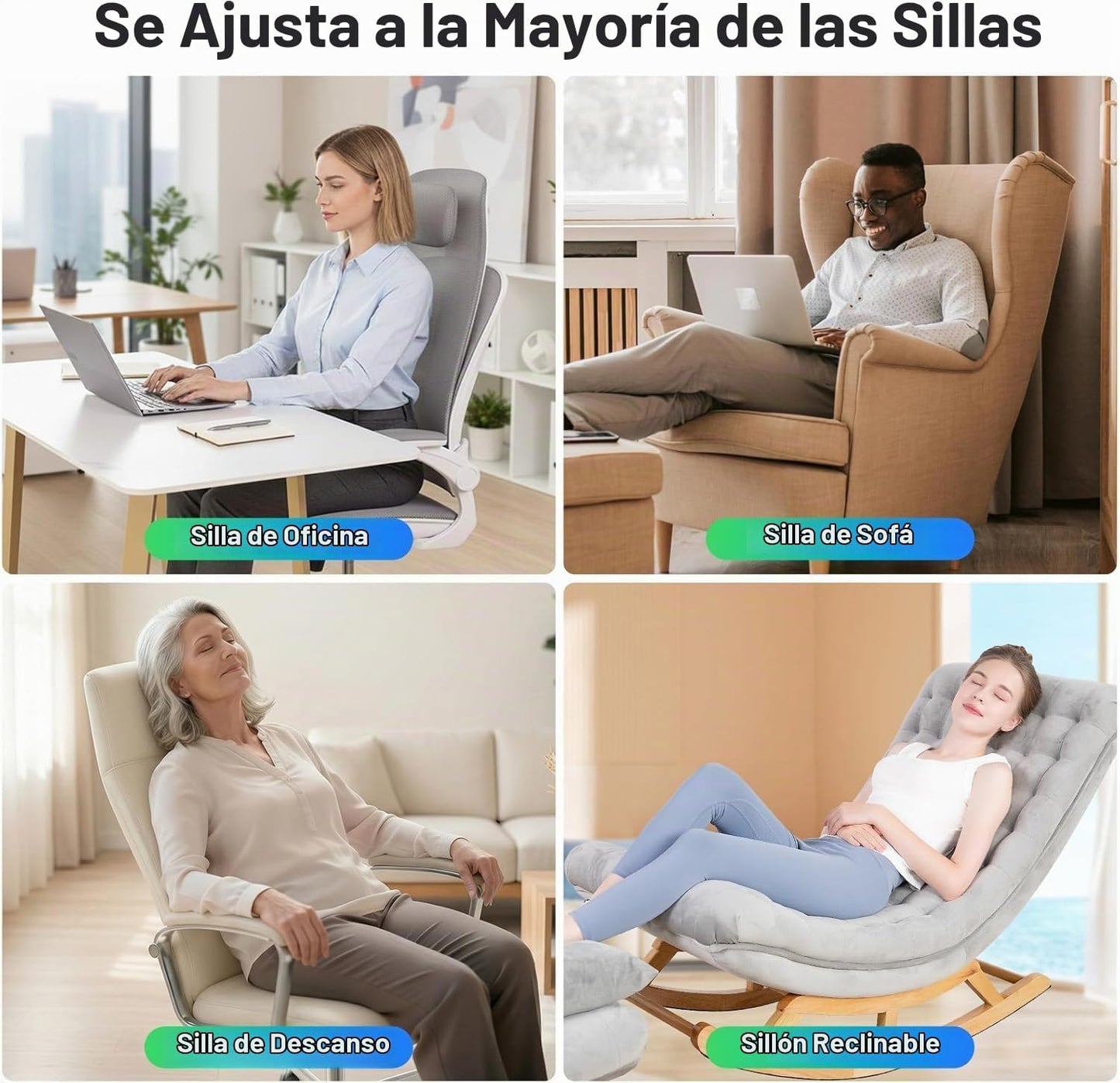 comrelax Masajeador de espalda de vibración para silla con calor, c...