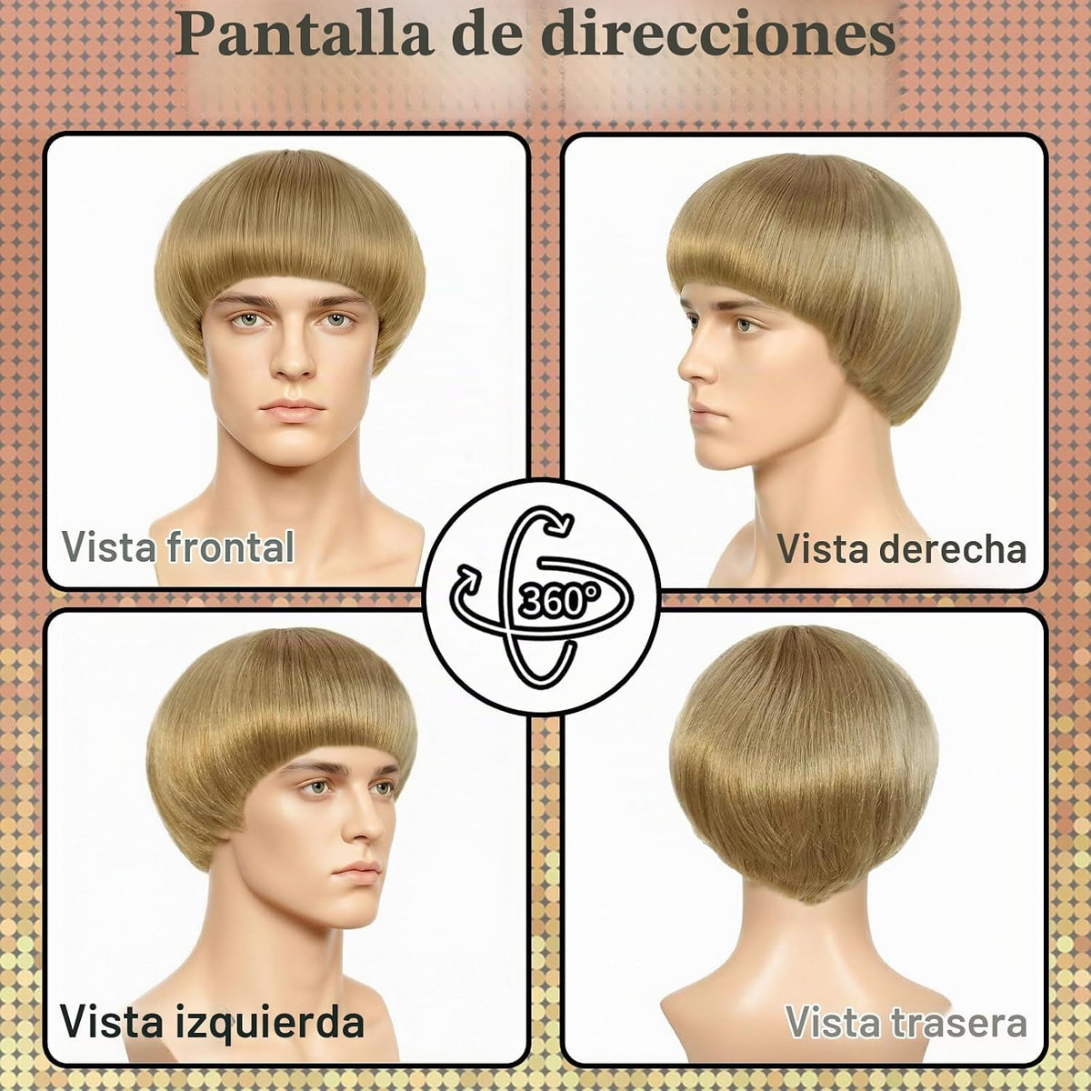 JoneTing Peluca Rubia de Hongo【+Gorro de Cabello】Pelucas de Corte d...
