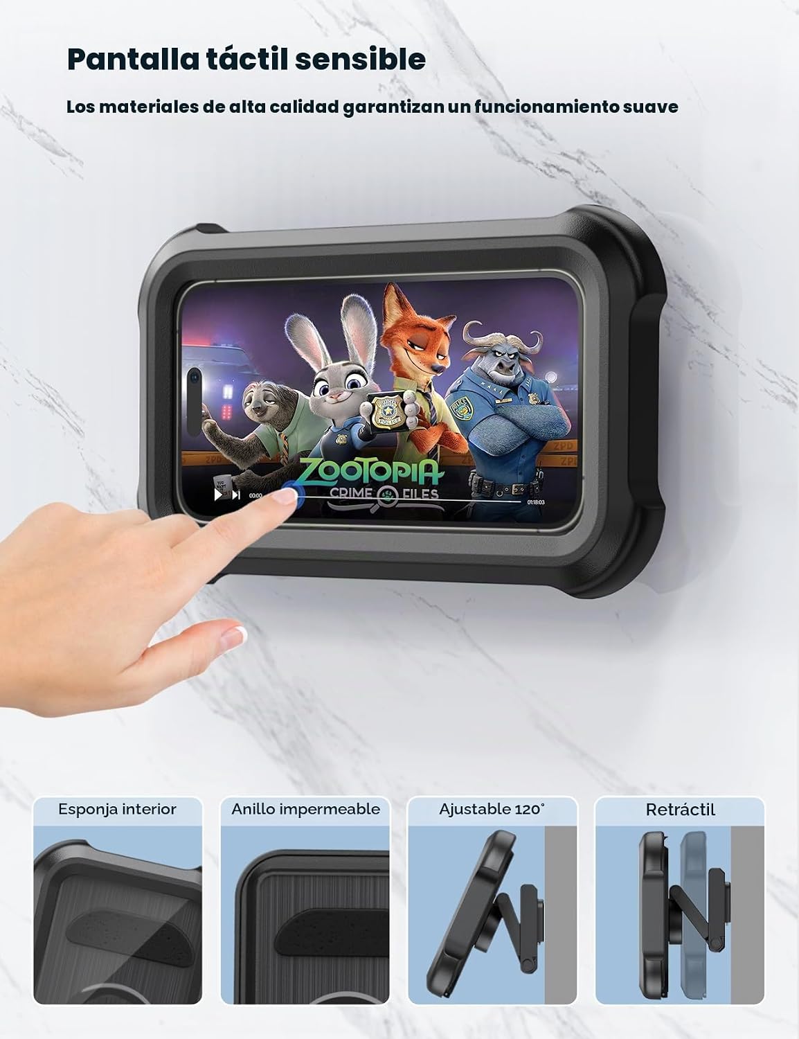 Lamicall Soporte impermeable para teléfono de ducha, accesorios de...