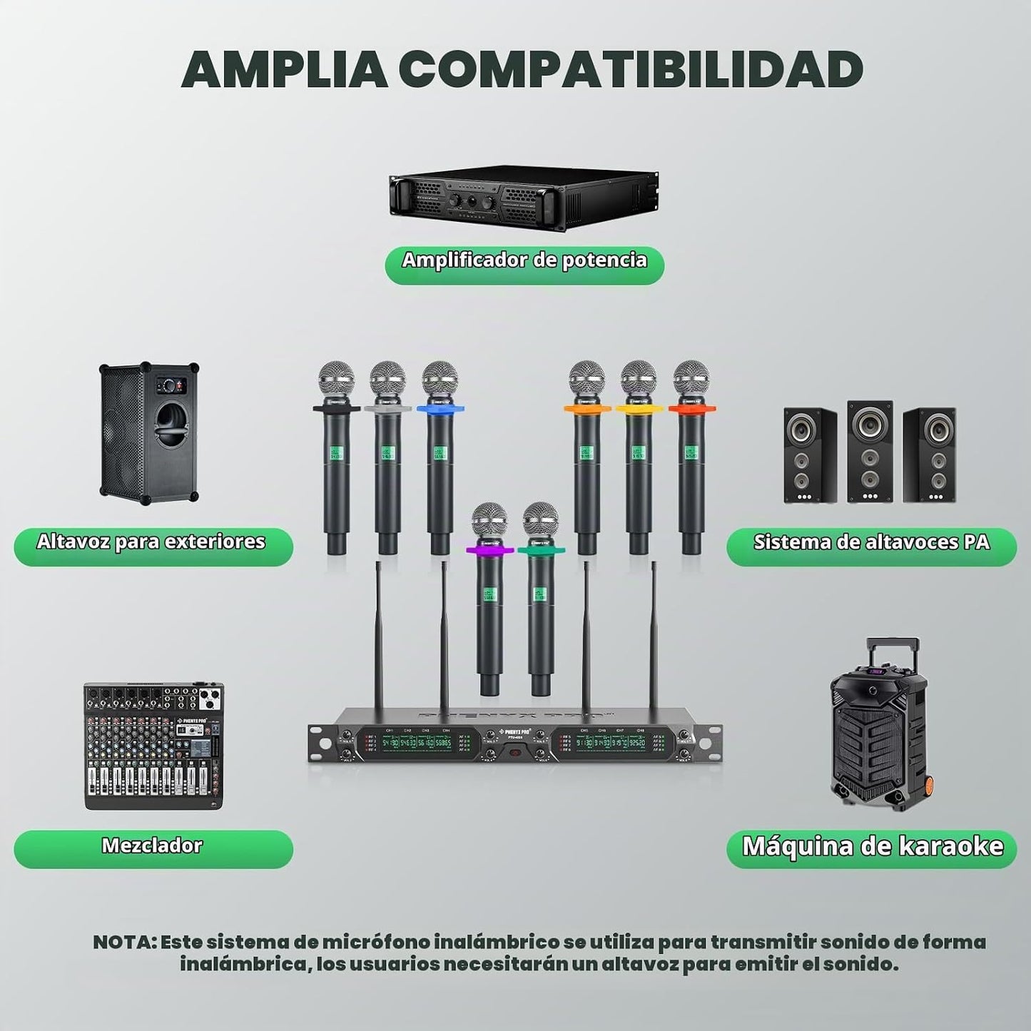 Phenyx Pro Sistema de micrófono inalámbrico, micrófono inalámbrico...