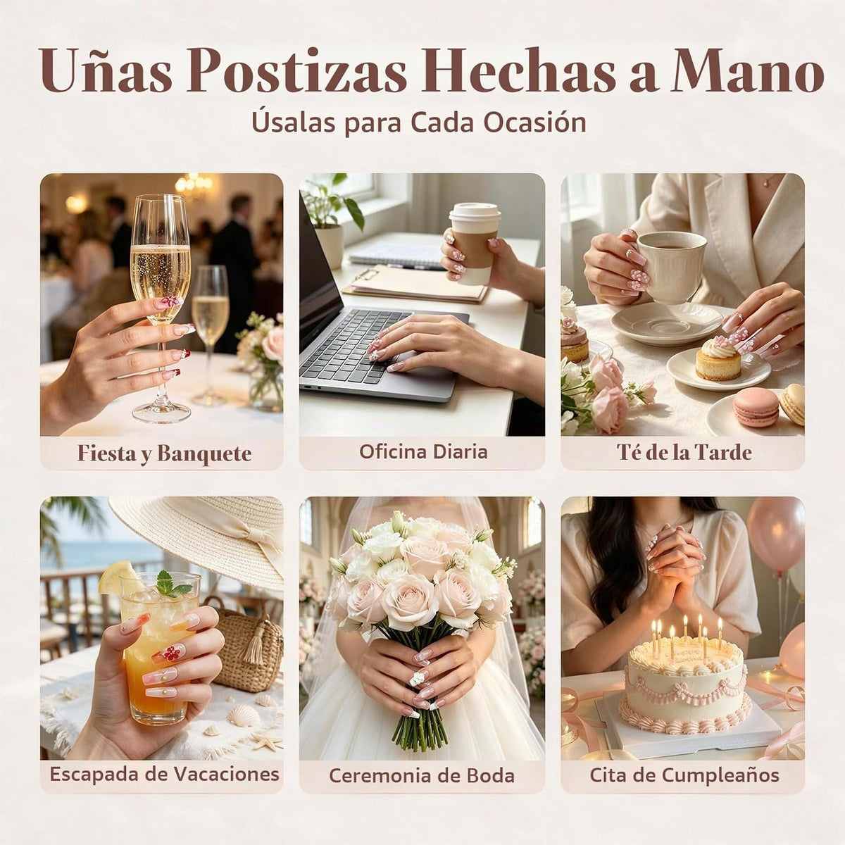 Uñas postizas a presión hechas a mano de lujo - Uñas postizas larga...