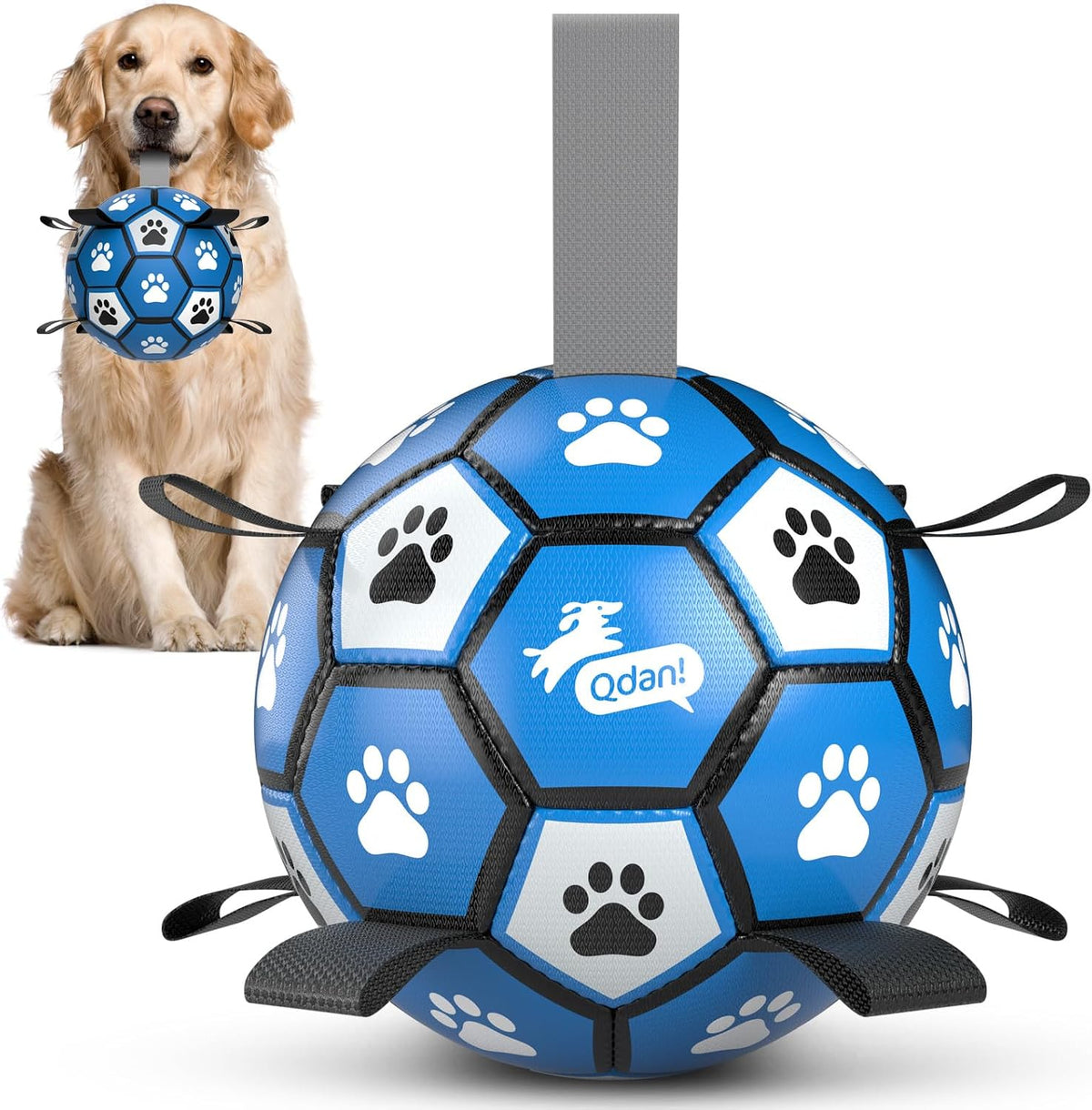 QDAN Juguetes de cuerdas para perros, pelota de fútbol con correas...