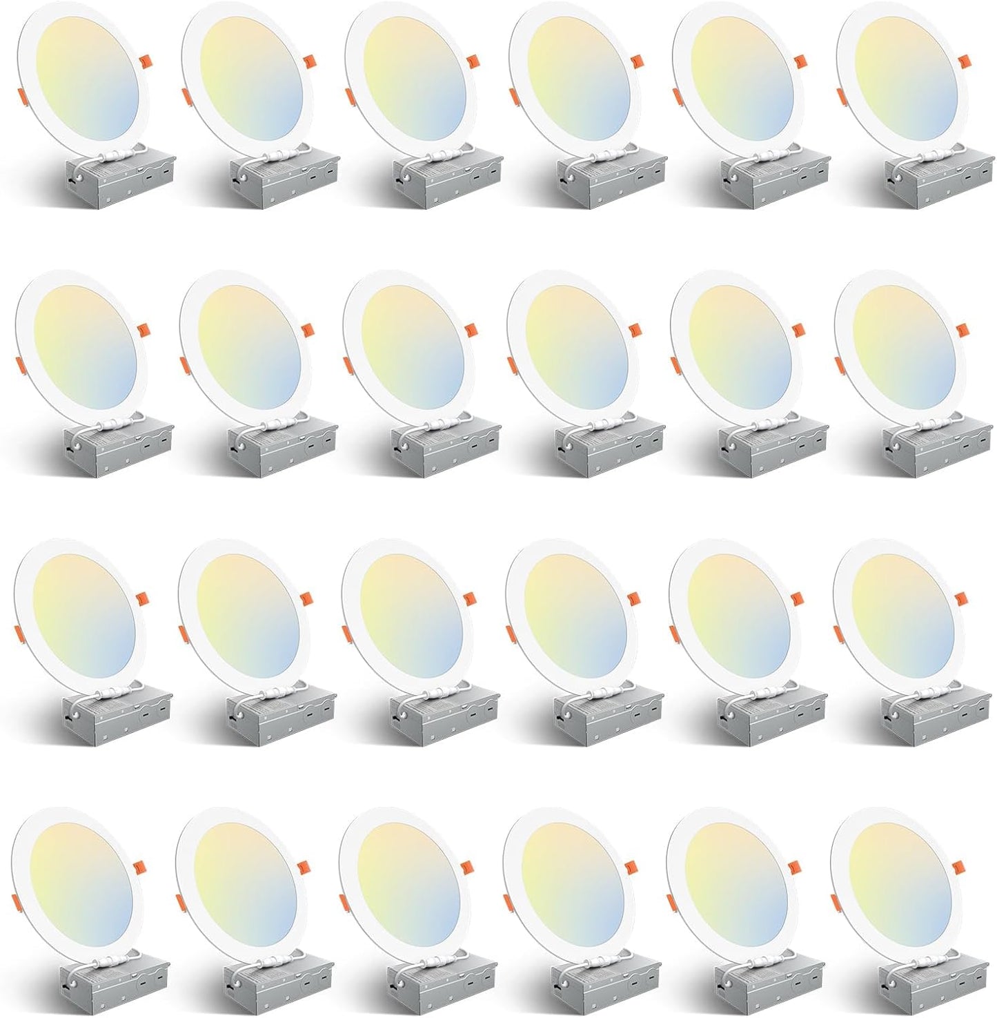 Amico Paquete de 24 luces LED empotrables de 8 pulgadas con caja de...