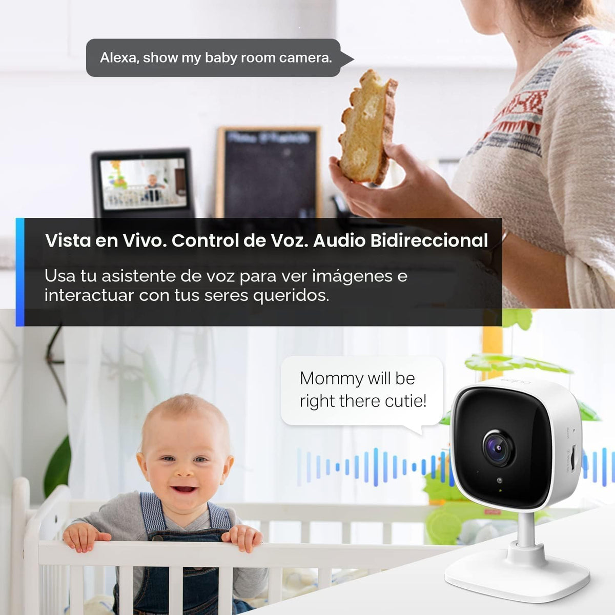 Tapo Cámara de seguridad 2K para monitor de bebé, cámara para perro...