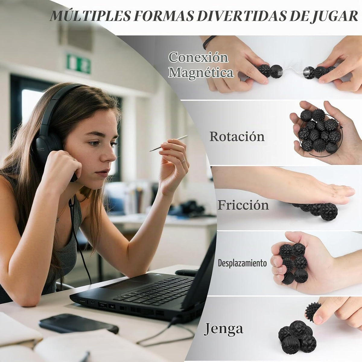 Bolas magnéticas de silicona, juguetes para ansiedad para adultos y...