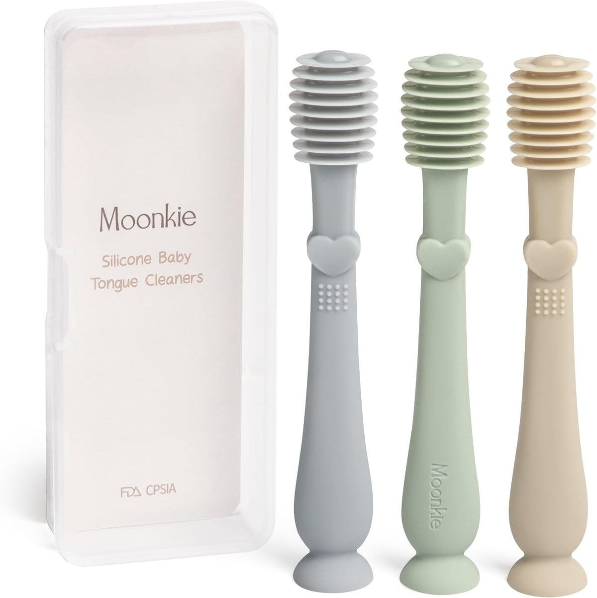 Moonkie Limpiador de lengua para bebés, cepillo de dientes para niñ...