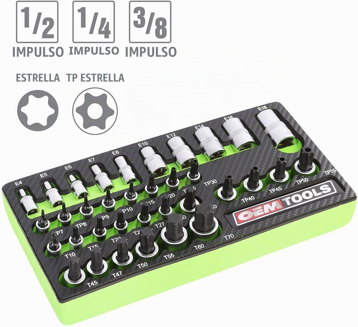 OEMTOOLS 23991 Juego de 35 piezas de llaves de estrella multiaccion...