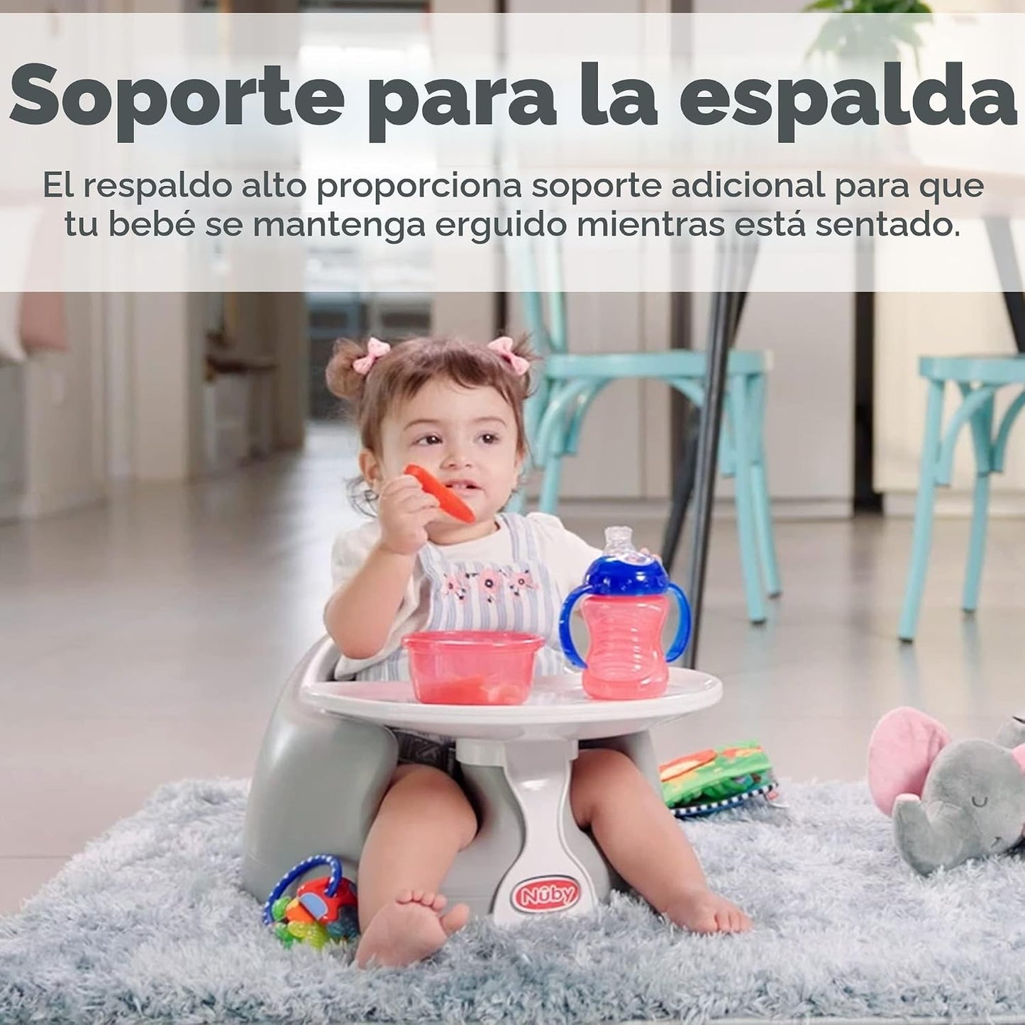 Nuby My Floor Seat - Silla de bebé portátil con cojín de espuma sua...