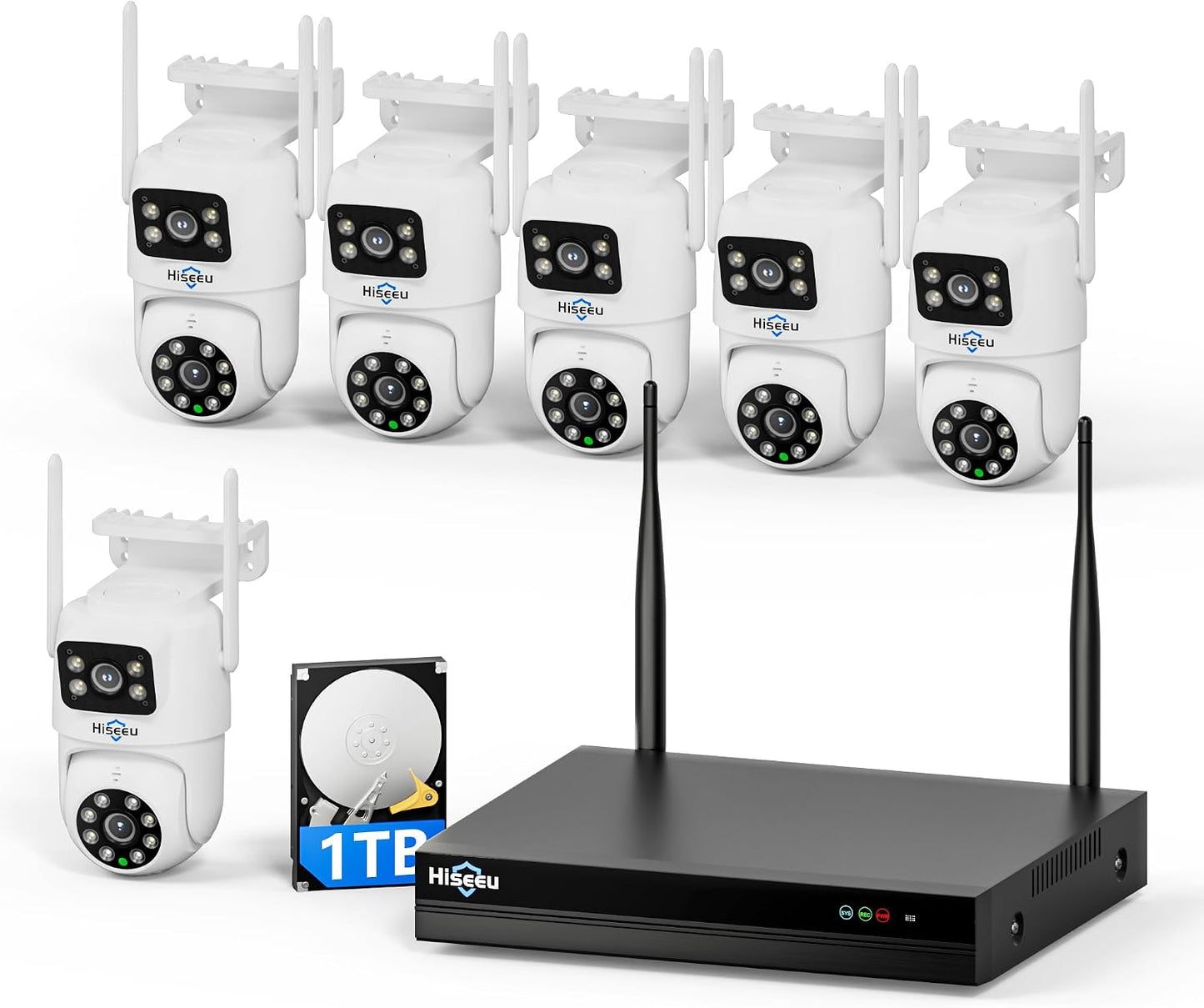 Cámaras de seguridad inalámbricas Hiseeu al aire libre, WiFi Pro de...