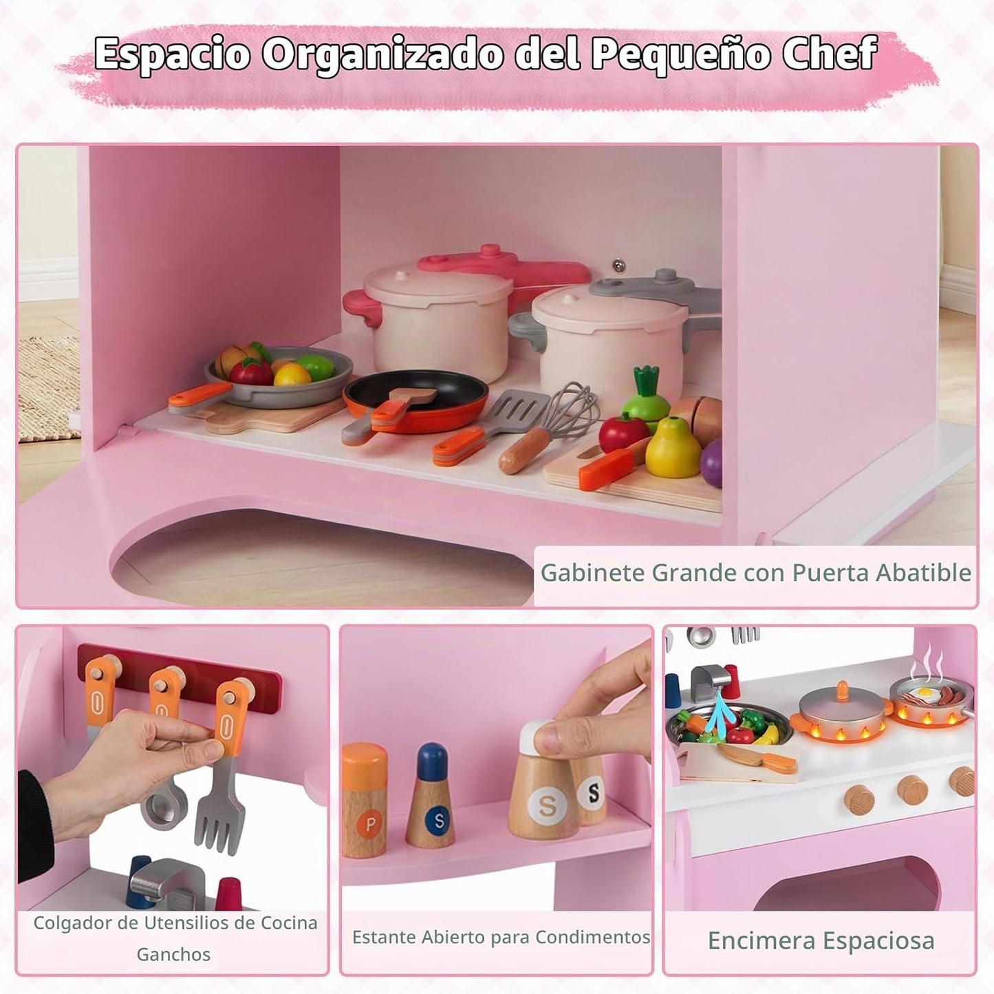 Costzon Juego de cocina para niños, juguete de madera con grifo de...