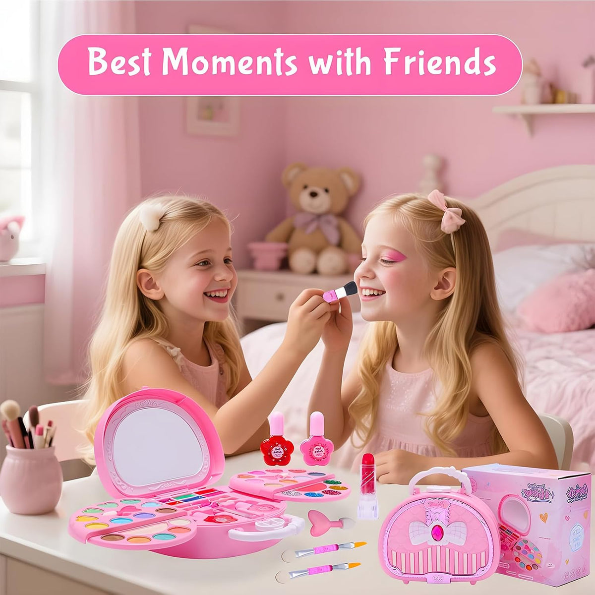 Kit de maquillaje para niños para niña, juego de maquillaje lavable...
