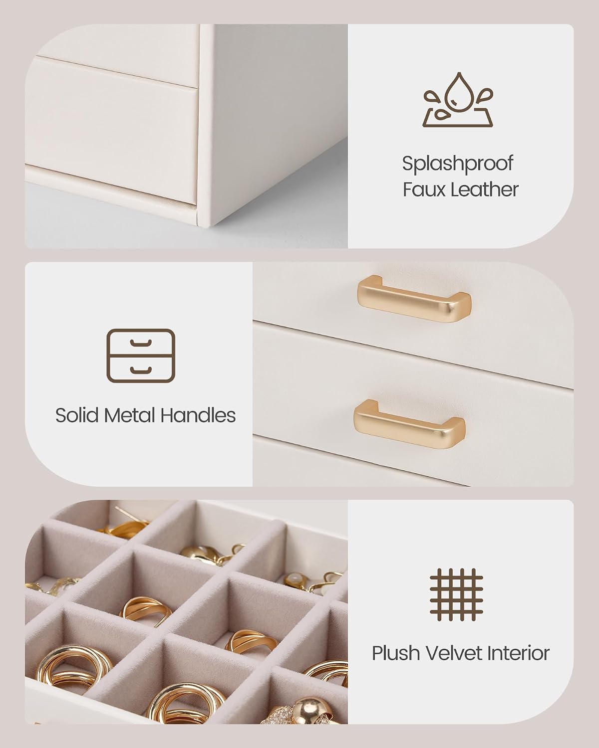 Organizador de pendientes Lolalet, joyero con tapa transparente -Be...