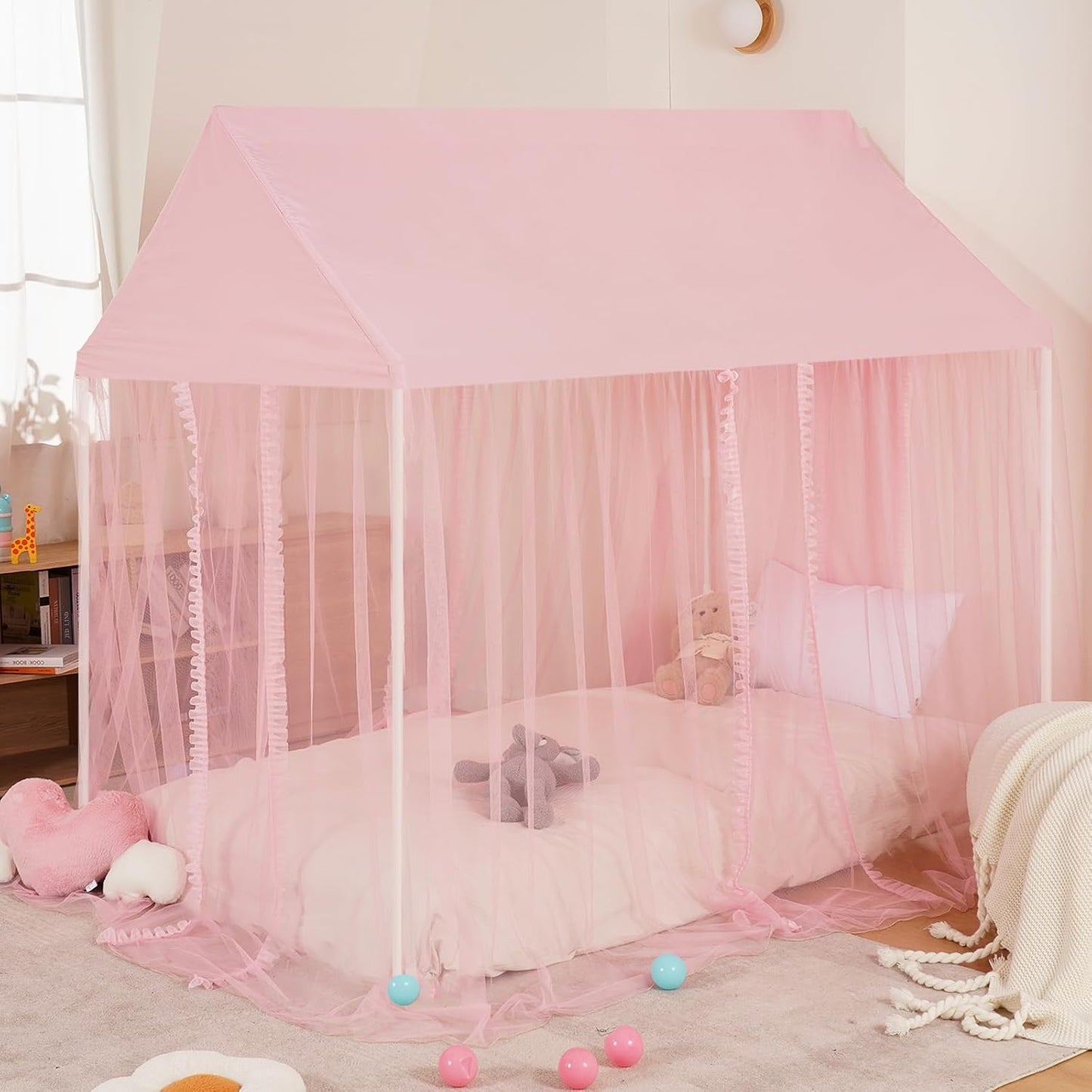 ZRVTM Dosel de Cama de Princesa para Niñas - Dosel Rosa Castillo de...