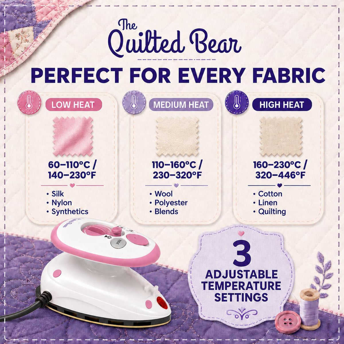 The Quilted Bear Plancha de Vapor Mini Premium \u2013 Plancha de vi...
