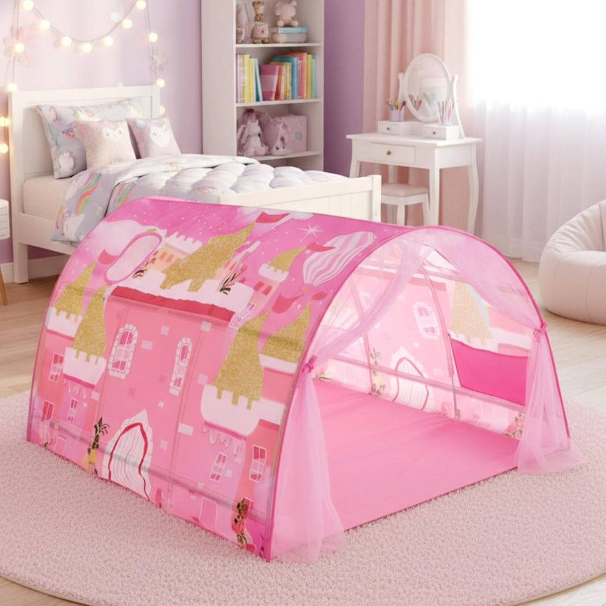 Wowangce - Tienda de campaña de princesa para niños, color rosa, do...