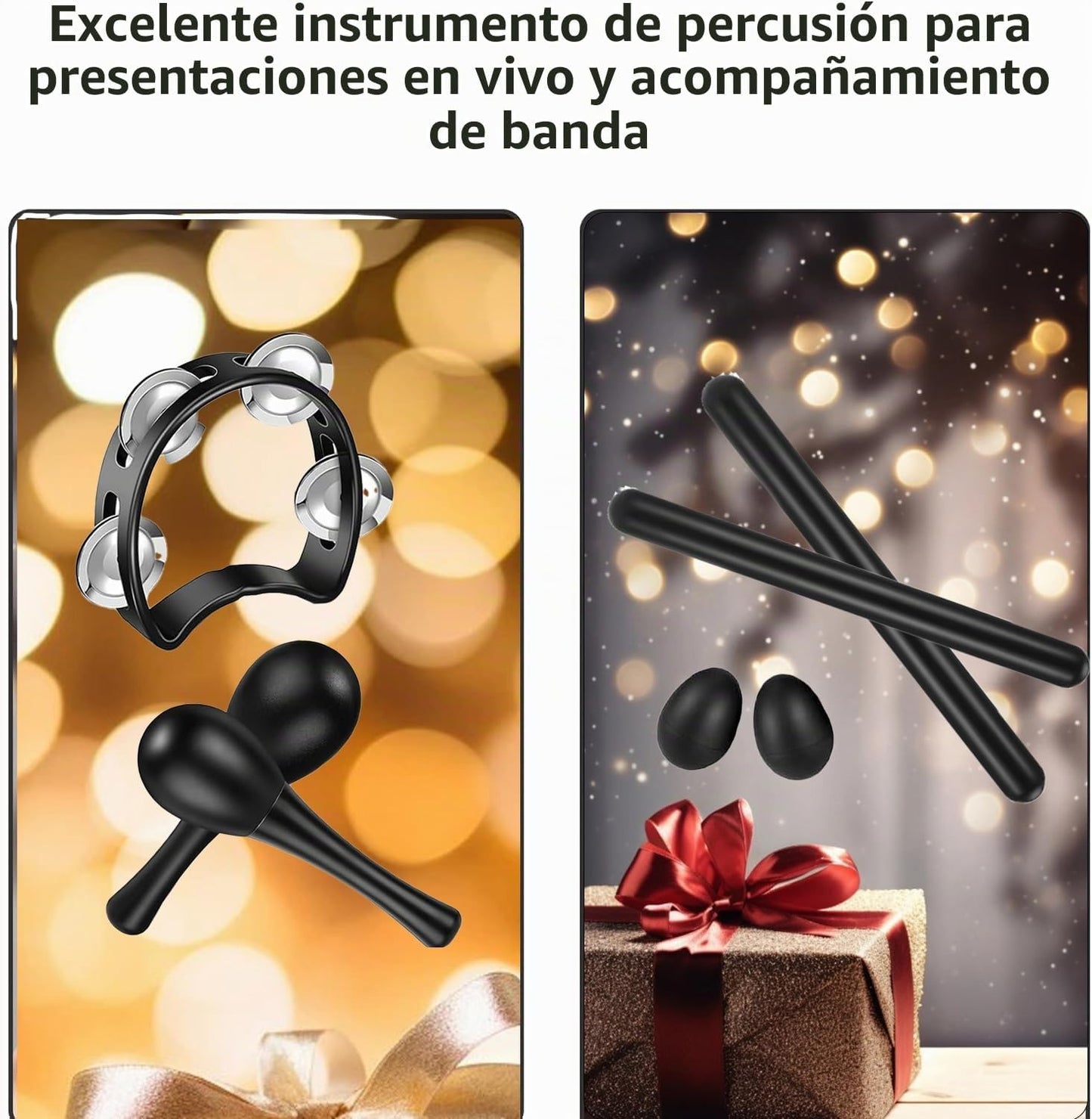 Pandereta de 10 piezas para adultos, pandereta de media luna, palos...