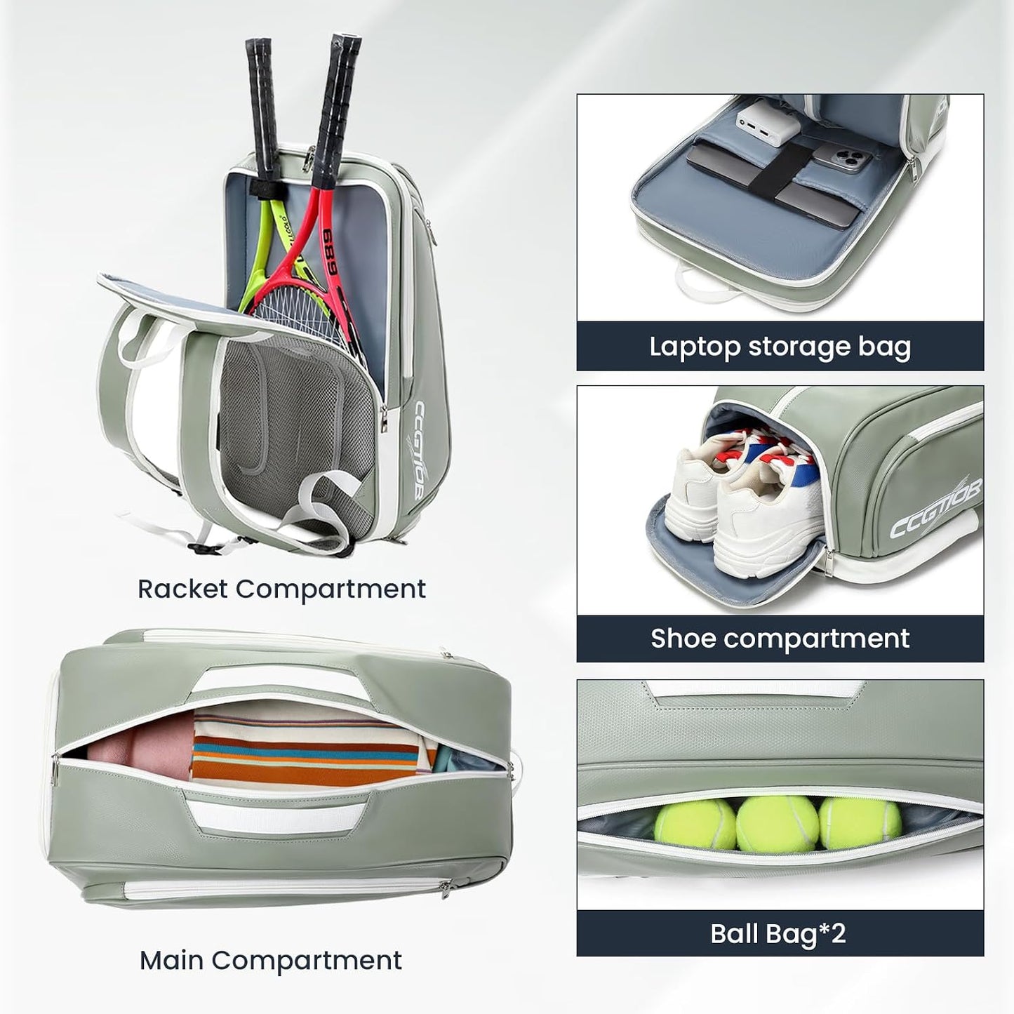 CCGTIOR Bolsa para Raqueta De Tenis Mochila Pickleball Padel con Co...