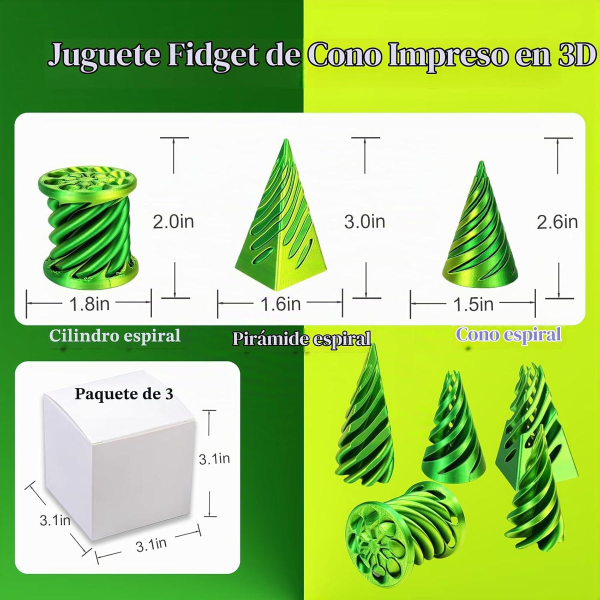 3 piezas 3D impreso pirámide imposible passthrough escultura, cono...
