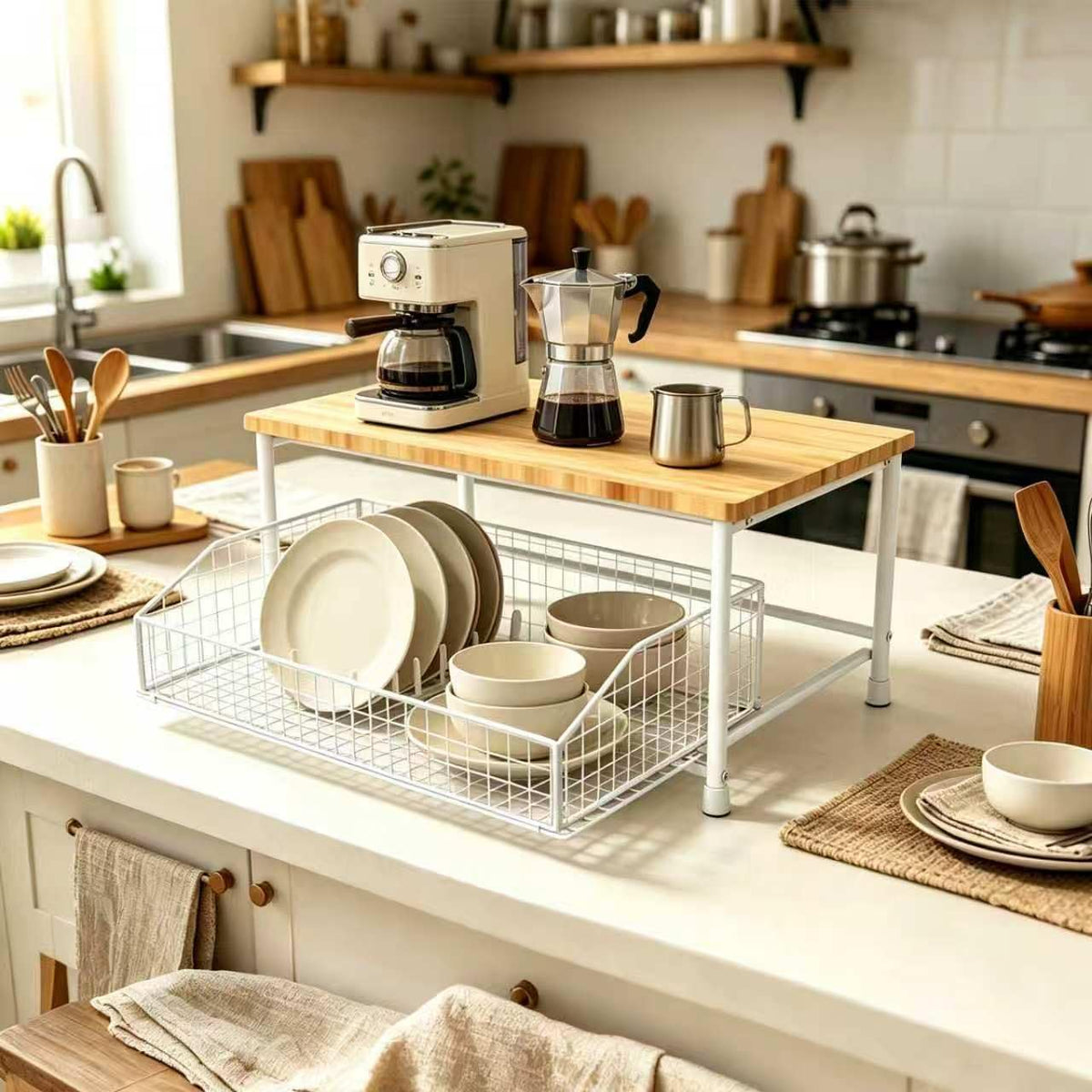 HYLMMDA Estante de encimera de cocina, estante de cocina pequeño co...