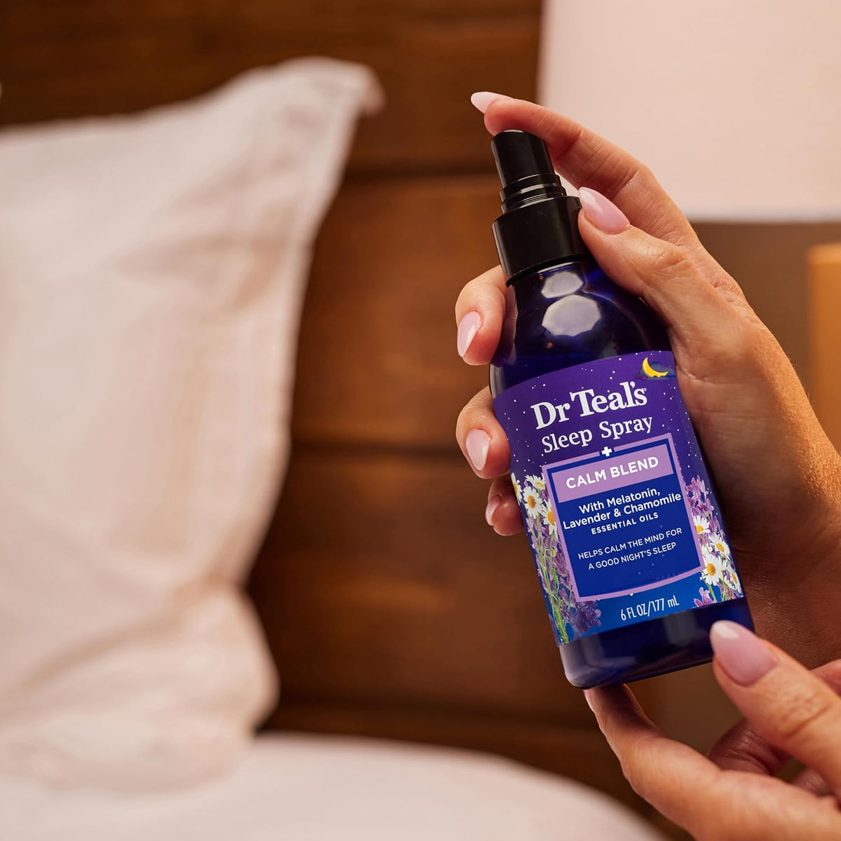 Dr Teal's Calm Blend Spray con aceites esenciales de melatonina...