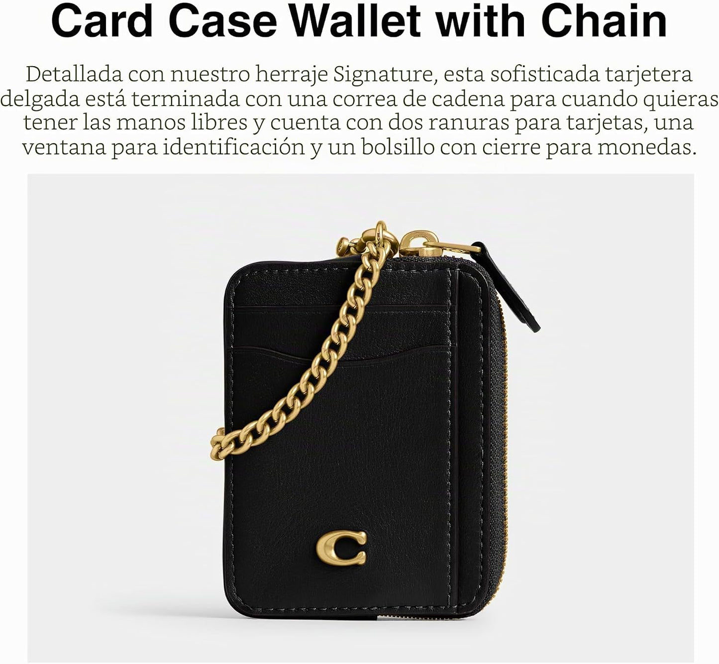 Coach Estuche para tarjetas de cadena esencial para mujer