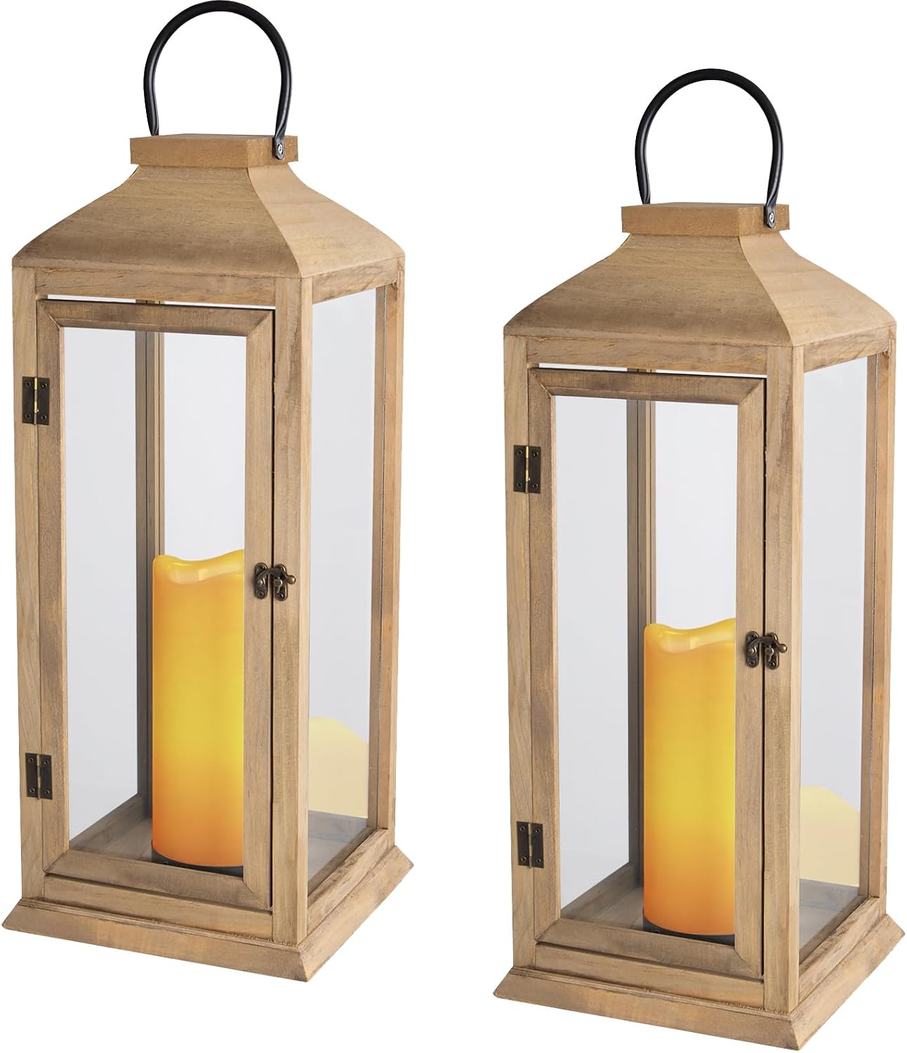 Bdor Paquete de 2 Linternas Decorativas - Linternas de Pino de Nuev...