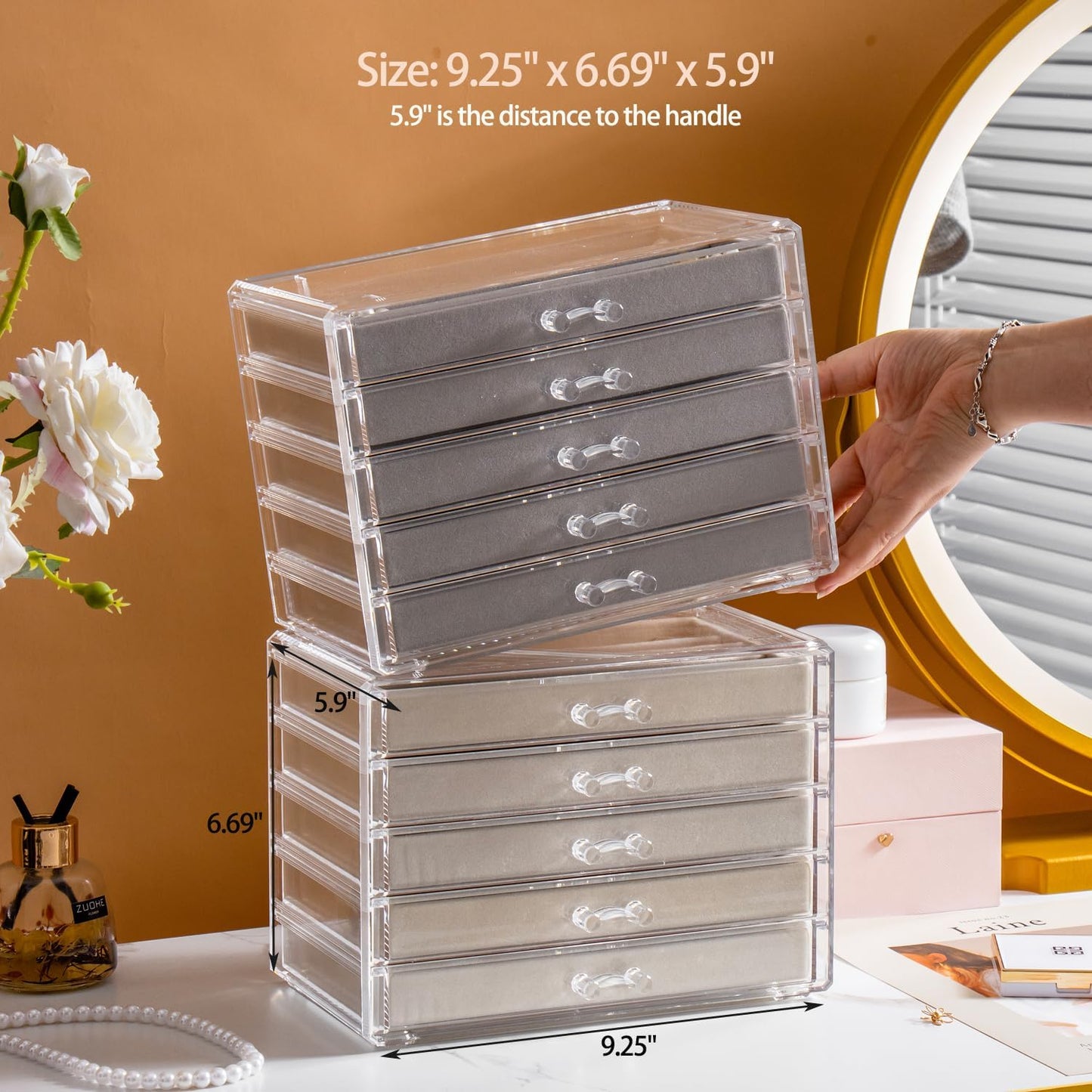 YUFONG Organizador de collares, caja a prueba de polvo para collare...