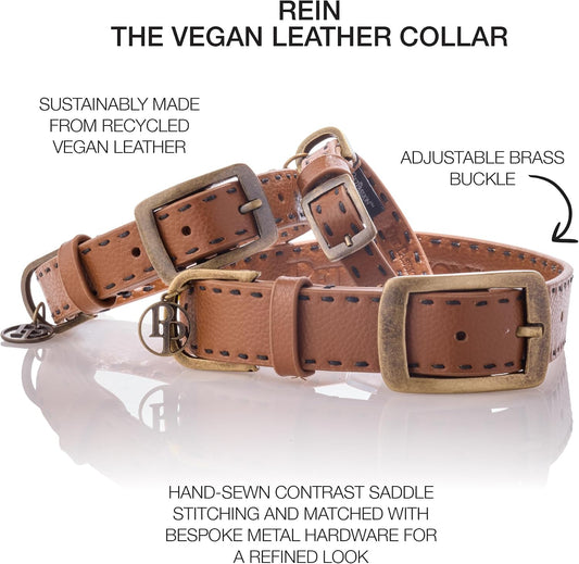 Pet Passion Rein - The Saddle Stitch - Collar de cuero vegano ajust...