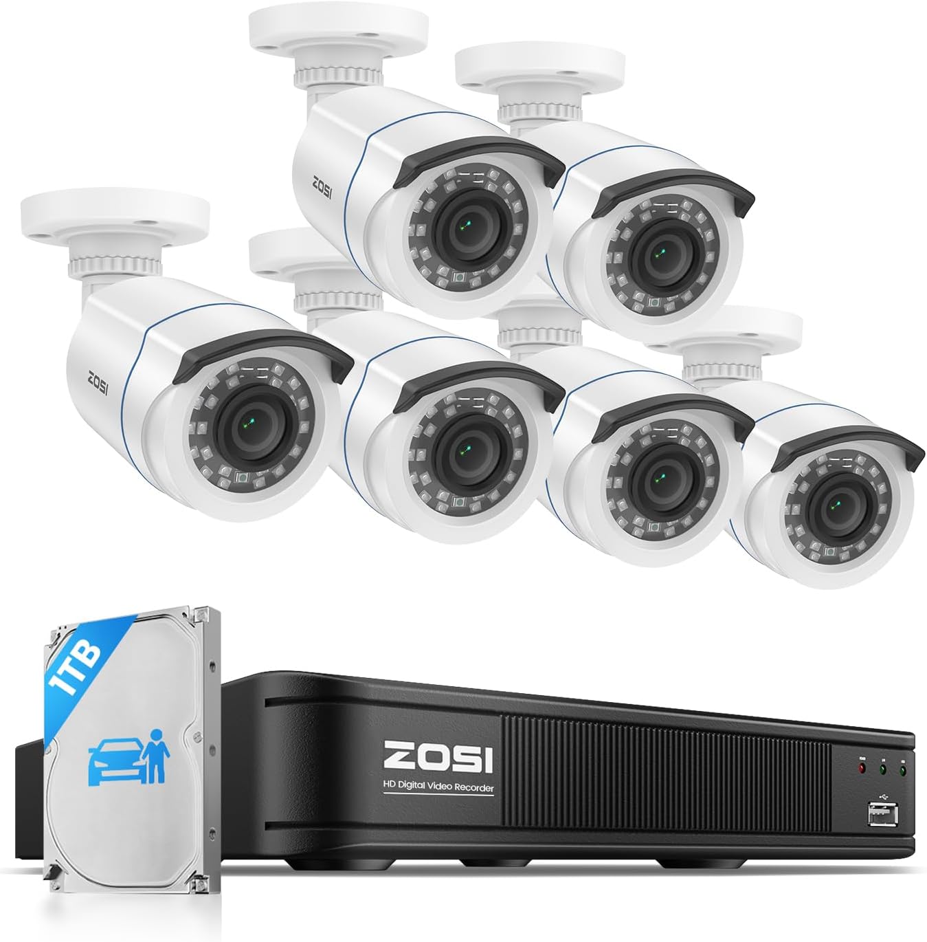 ZOSI Sistema de cámara de seguridad para el hogar 3K Lite con detec...