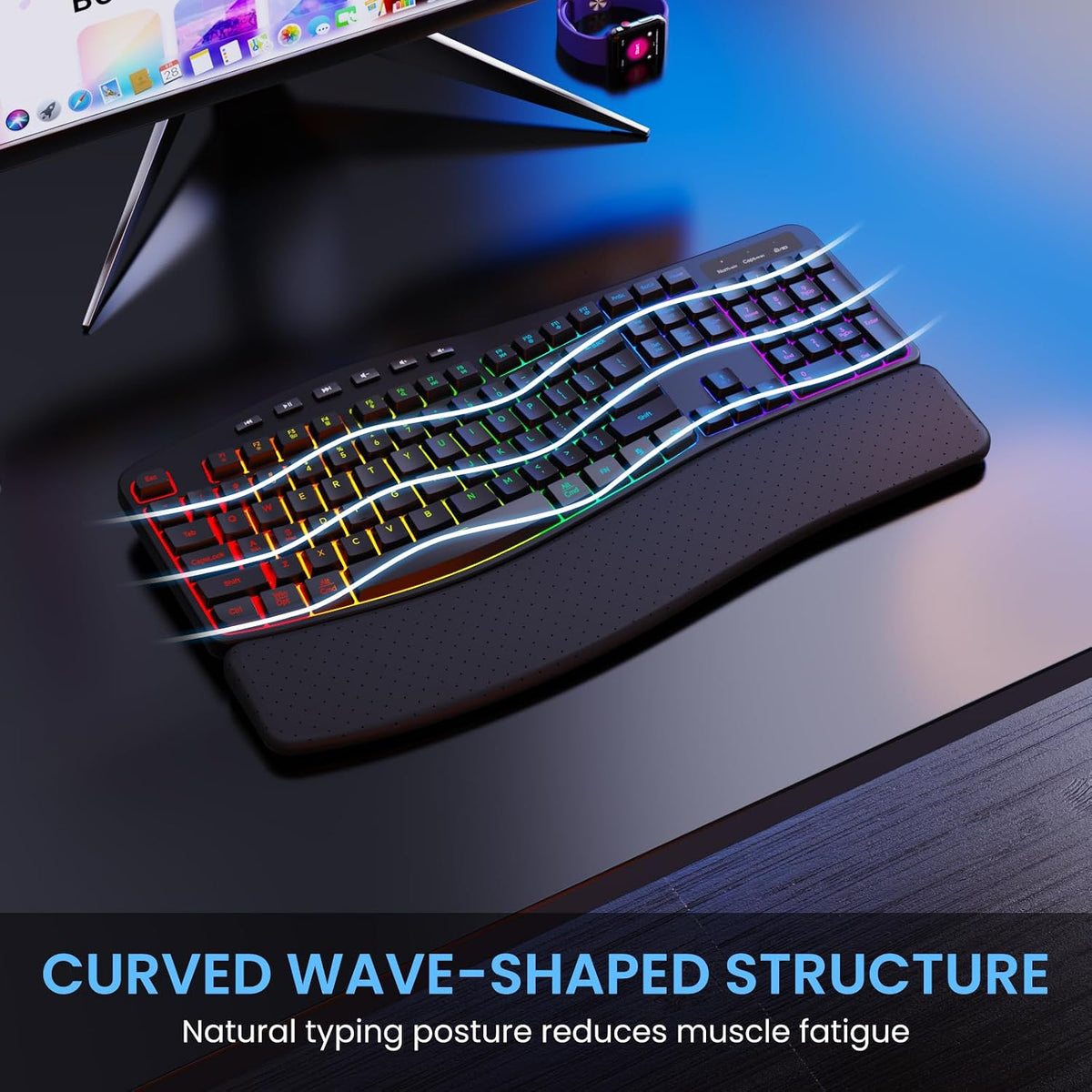 COLIKES Teclado inalámbrico ergonómico y mouse silencioso, teclado...