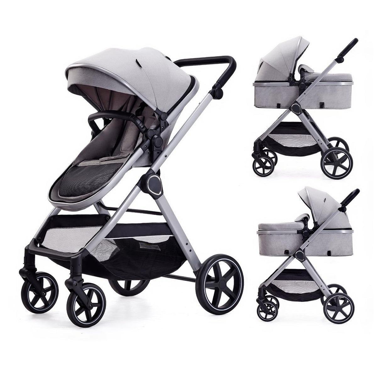 LORTSYBAB Cochecito de bebé 2 en 1, cochecito convertible para reci...