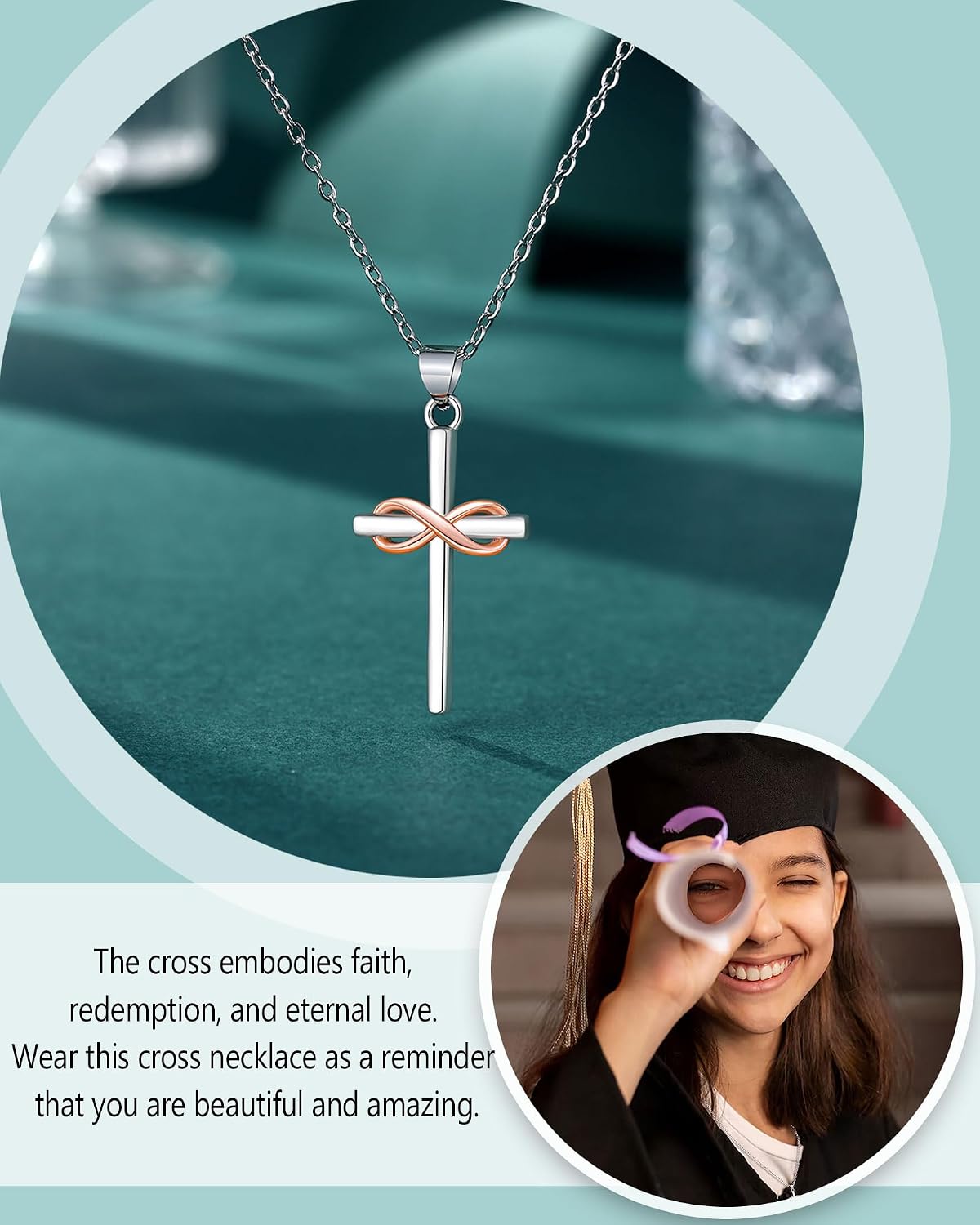 UPROMI Collar de cruz infinita para mujer, regalos de bautismo de g...