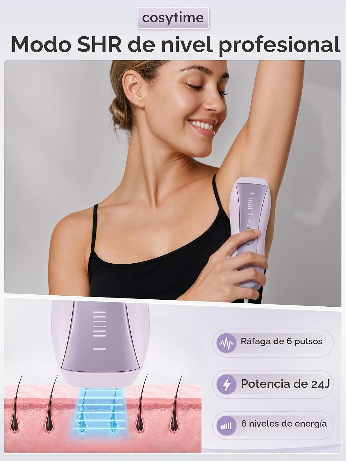 Cosytime Depilación láser IPL para mujeres y hombres, dispositivo d...