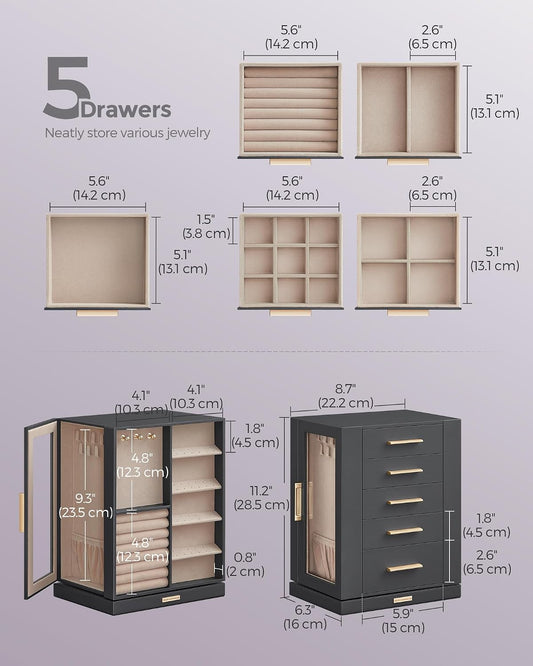 SONGMICS GISELLA Collection UJBC170G01 - Joyero organizador girator...