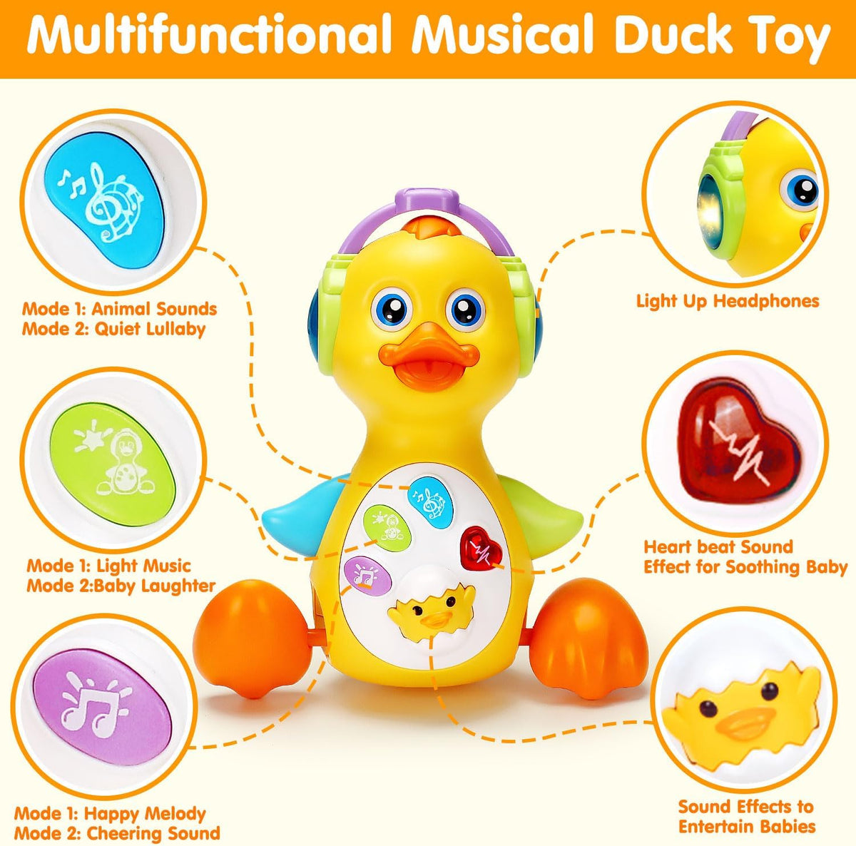 Tsomtto Juguete musical de pato y proyector de océano para bebés |...