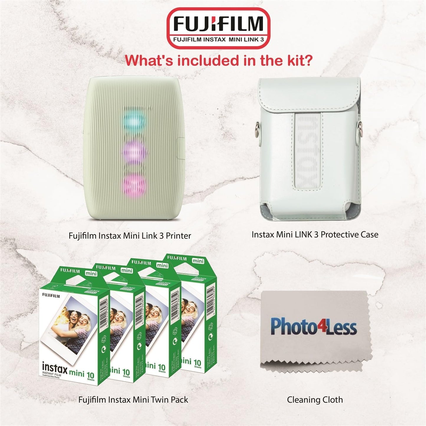 Fujifilm Instax Mini Link 3 - Paquete de impresora Instax Mini Film...