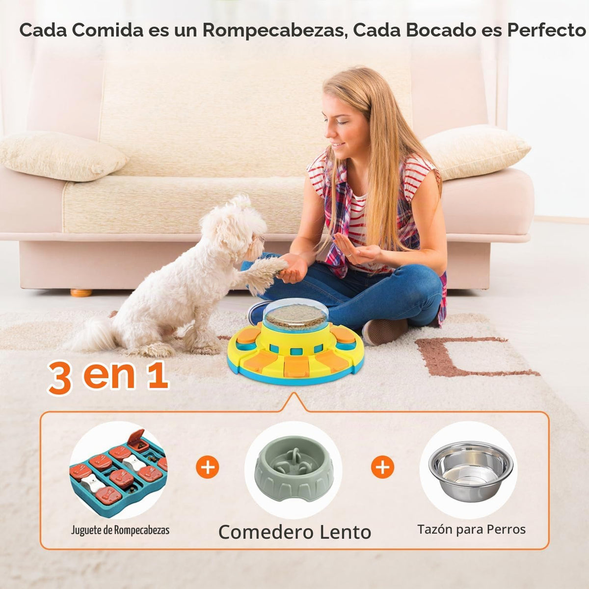 Potaroma Juguete de rompecabezas para perros de 2 niveles, alimenta...