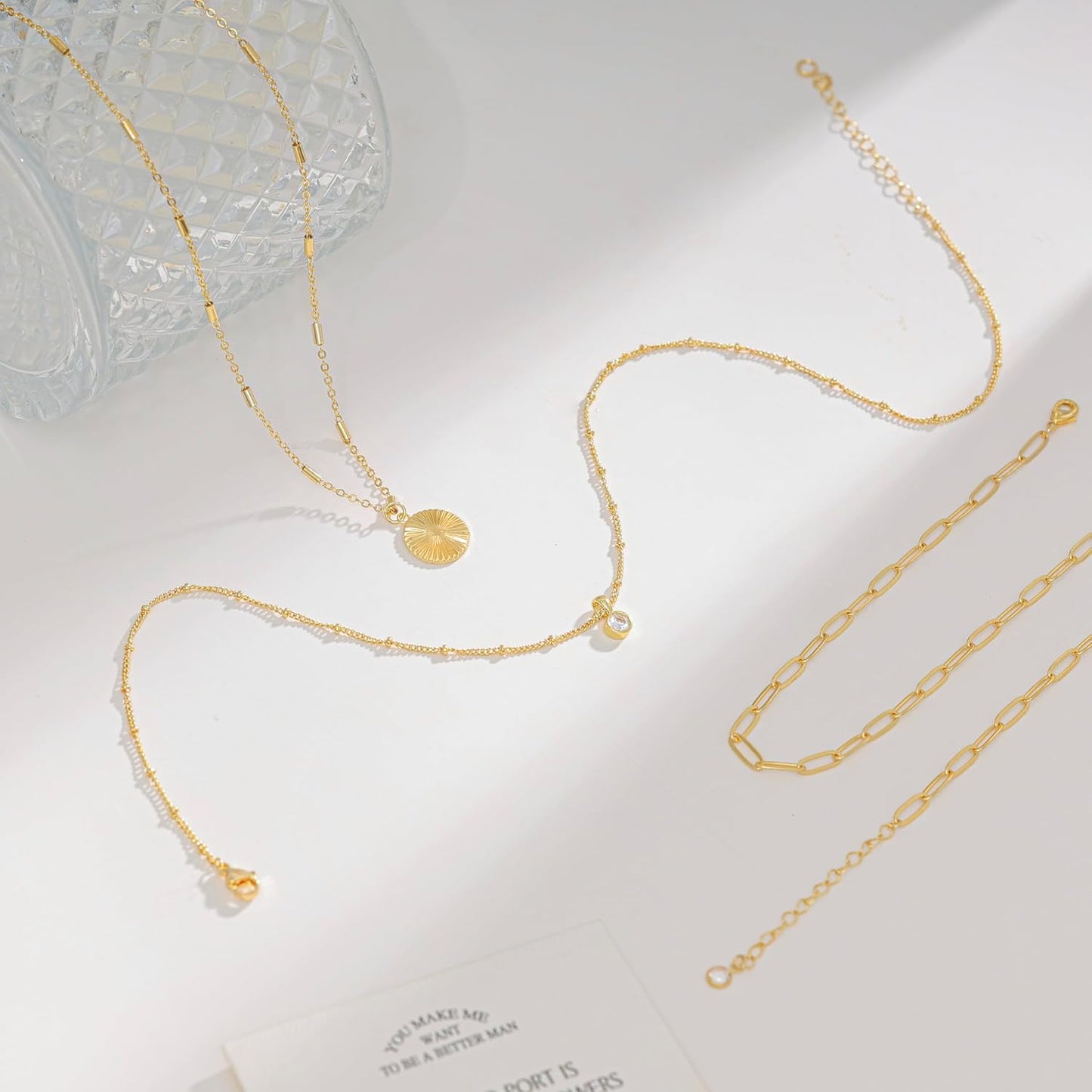 Voduim Collares en capas para mujer, delicado collar de oro apilado...