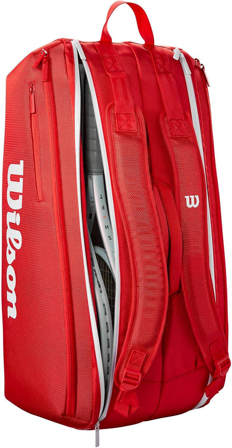 Wilson 2025 Super Tour - Bolsas para raquetas de tenis rojas - Rojo...