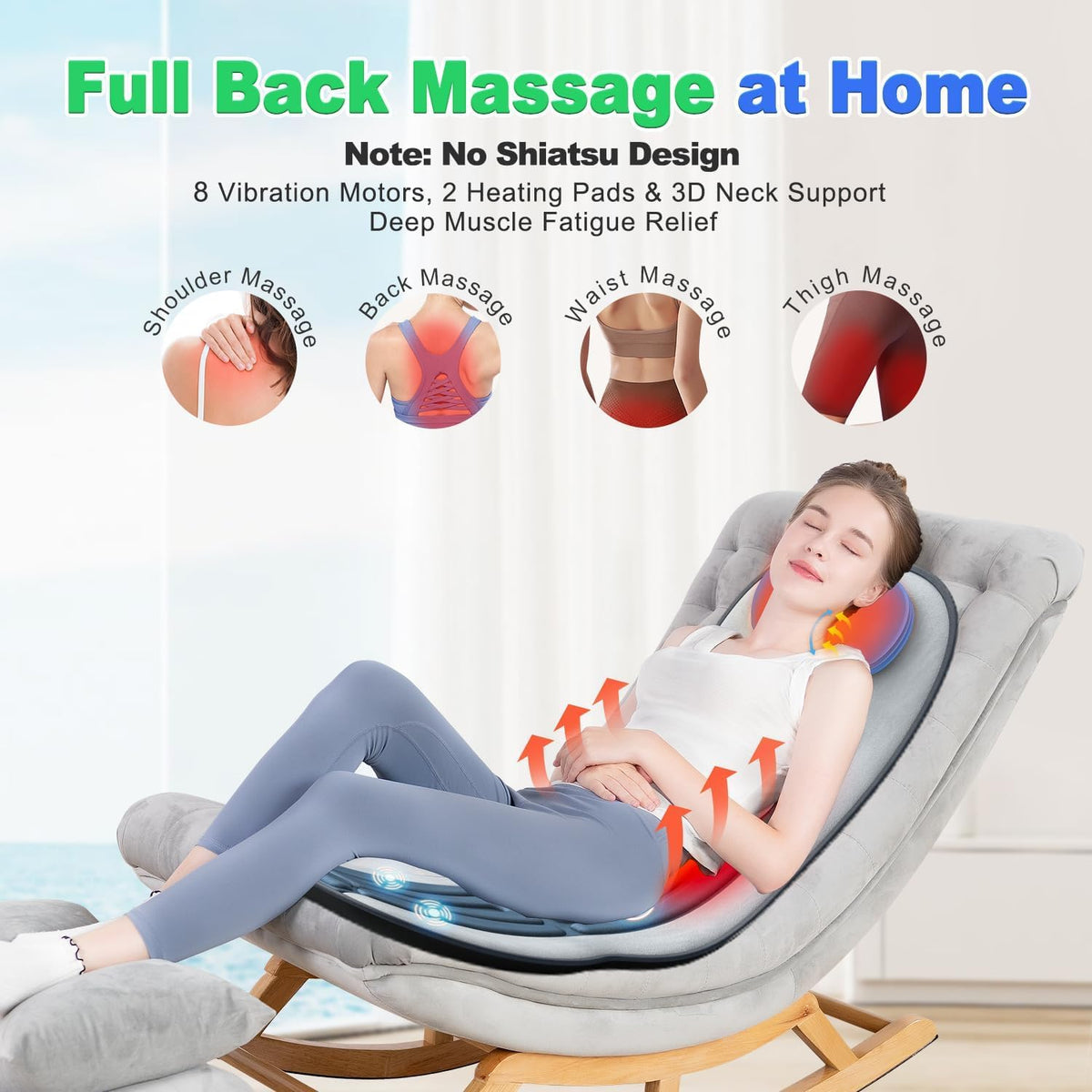 comrelax Masajeador de espalda de vibración para silla con calor, c...