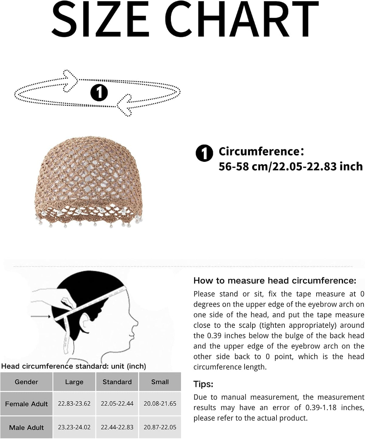 Julpsk Sombrero de ganchillo hecho a mano con ribete de perlas de v...