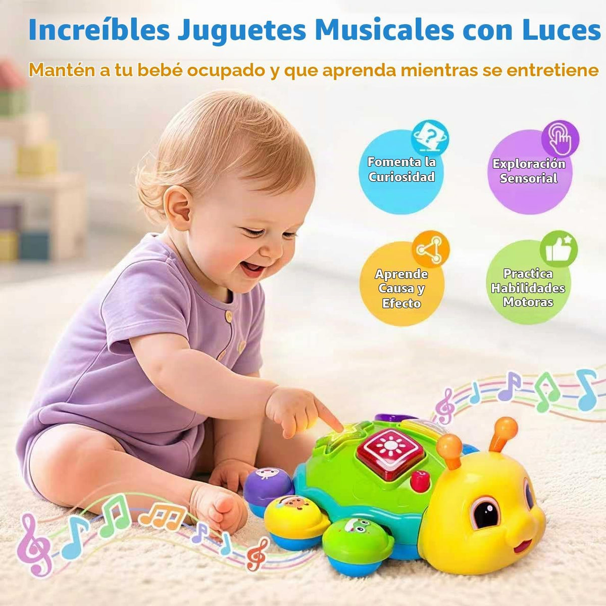 Juguetes de gateo para bebés de 6 a 12 meses, juguetes musicales pa...
