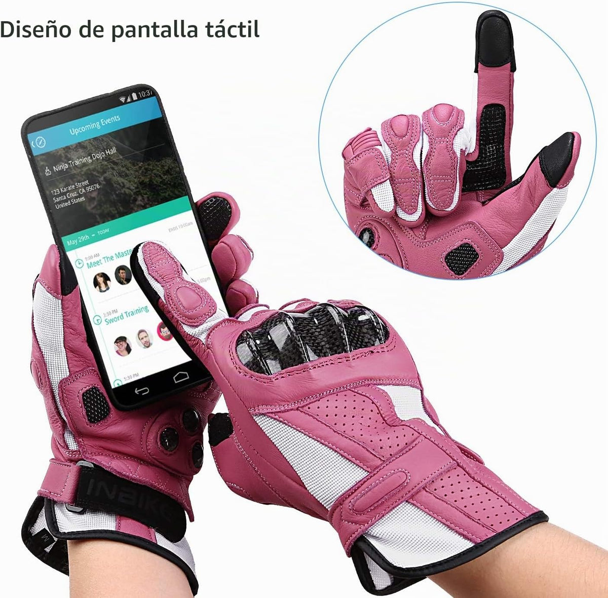 INBIKE - Guantes de moto de piel con nudillos duros y pantalla táct...