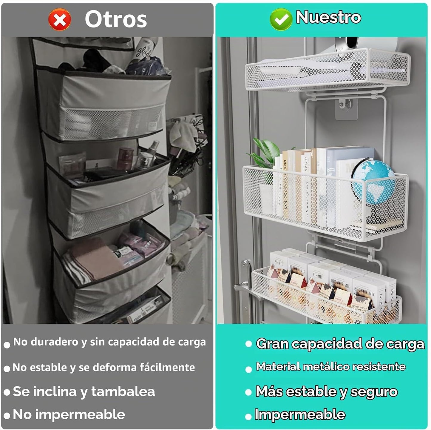 HapiRm Organizador de almacenamiento para colocar sobre la puerta,...