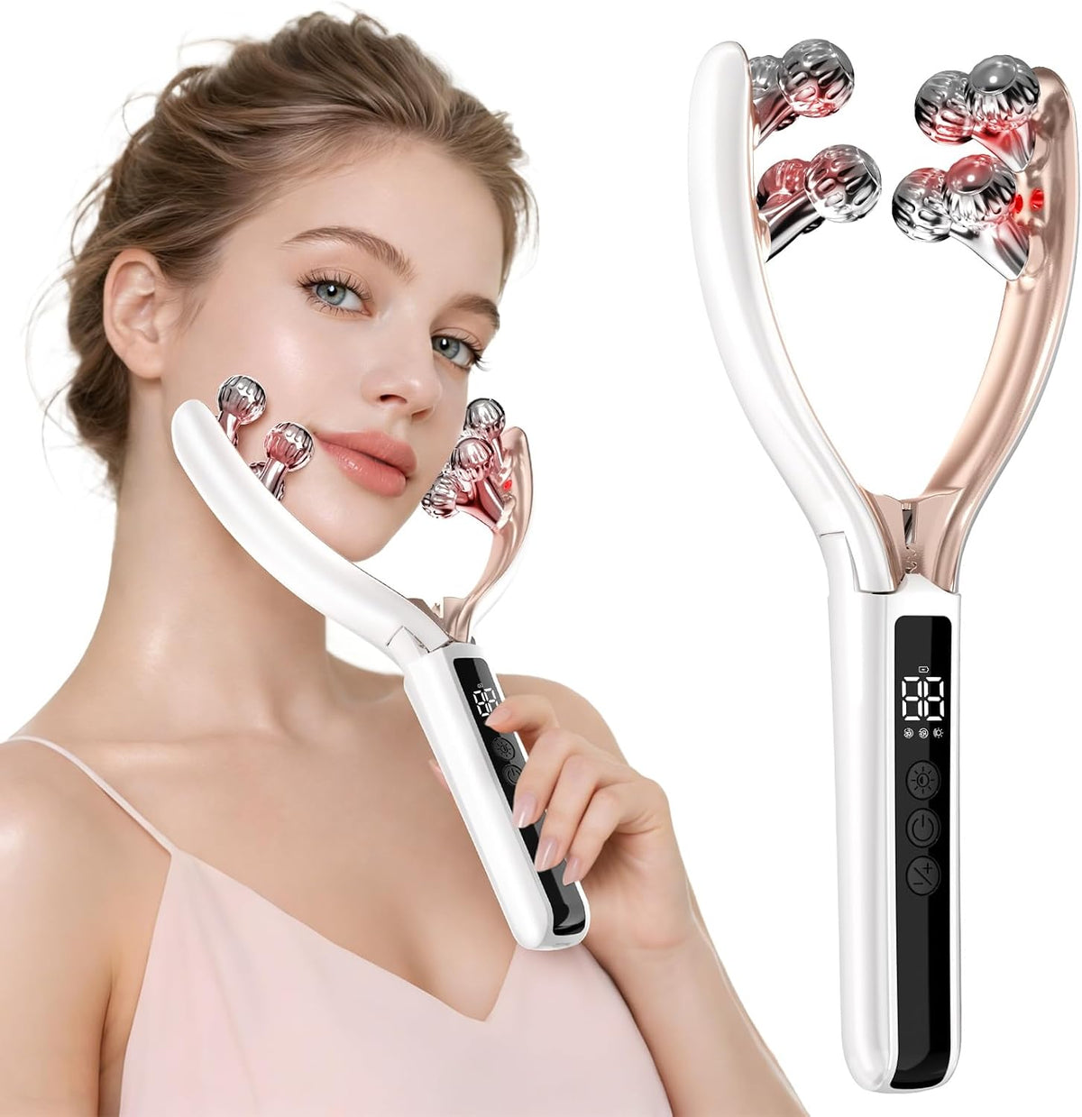 BOWENDA Masajeador facial y Tmj con 8 rodillos, dispositivo de bell...