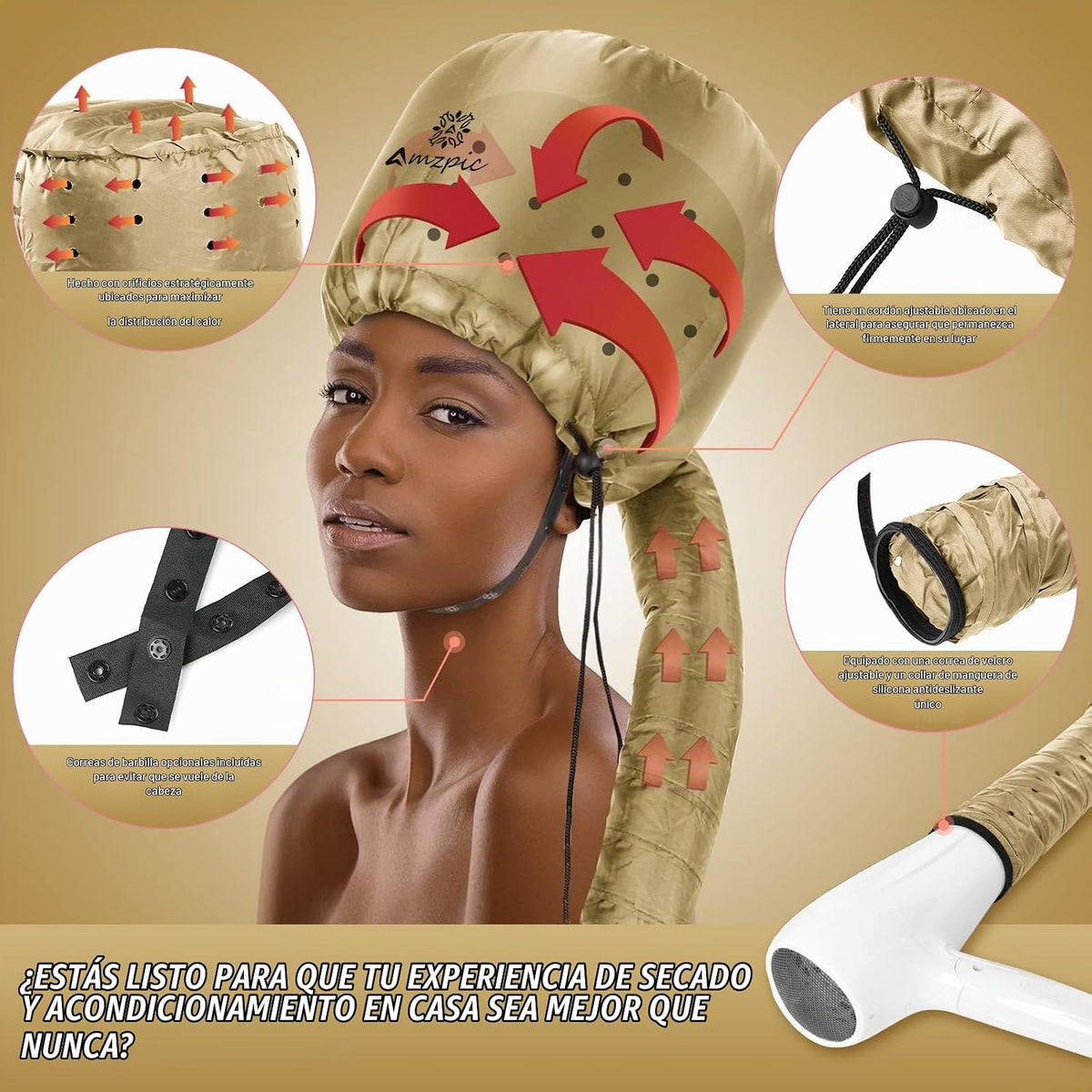 Accesorio para secador de pelo de capó, suave, ajustable, extra gra...
