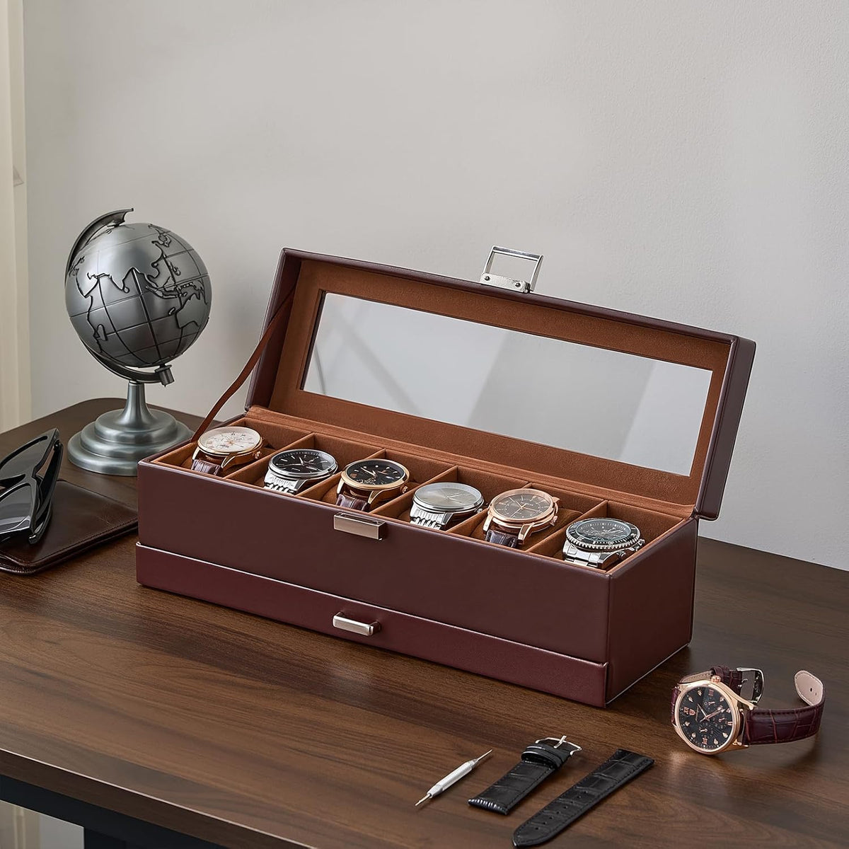 ProCase Estuche para reloj, organizador de caja de reloj con 6 ranu...
