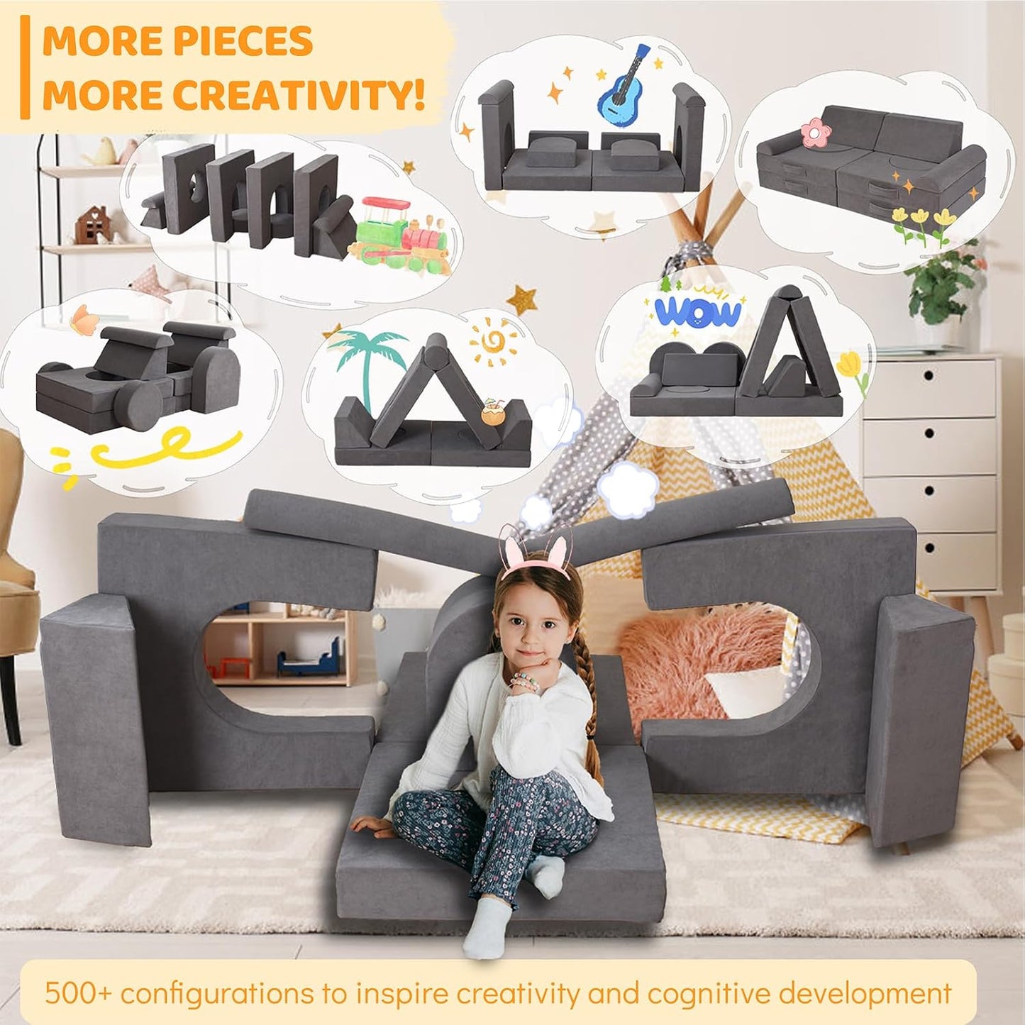 Winhomish Sofá para niños pequeños, 12 piezas, sofá modular de jueg...