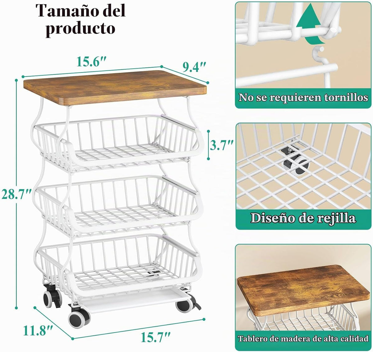 SAYZH Cesta de frutas, organizadores y almacenamiento de despensa d...